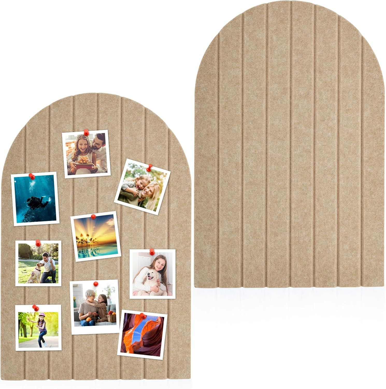 2Pcs 40X60Cm Arch Felt Bulletin Board Drill Free Installation Decorative Felt Pin Board with 9Mm Thickness for School Home Office Wall Decor(Camel Color)