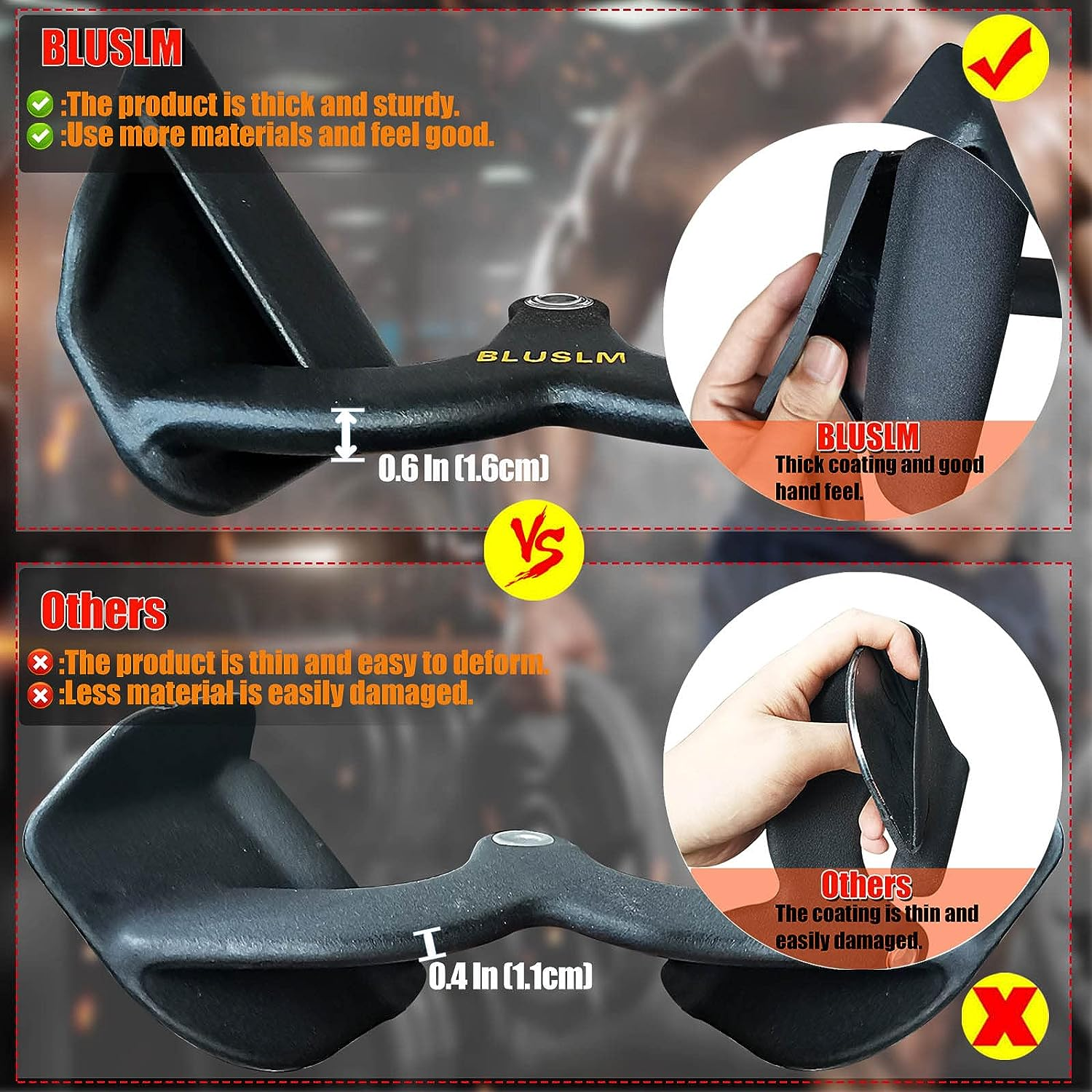 LAT Pull down Bar for Cable Machine, LAT Pulldown Attachments T Bar V Bar Cable Attachment, Back Tricep Bar Strength Training Handle image number 2