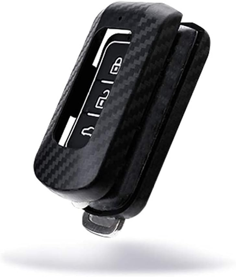 YJADHU Carbon Key Holder Key Chain Car Key Case Cover, Fit for Mitsubishi Outlander 3 Lancer 10 L200 ASX Colt Pajero Sport Eclipse Cross,3 Button Black