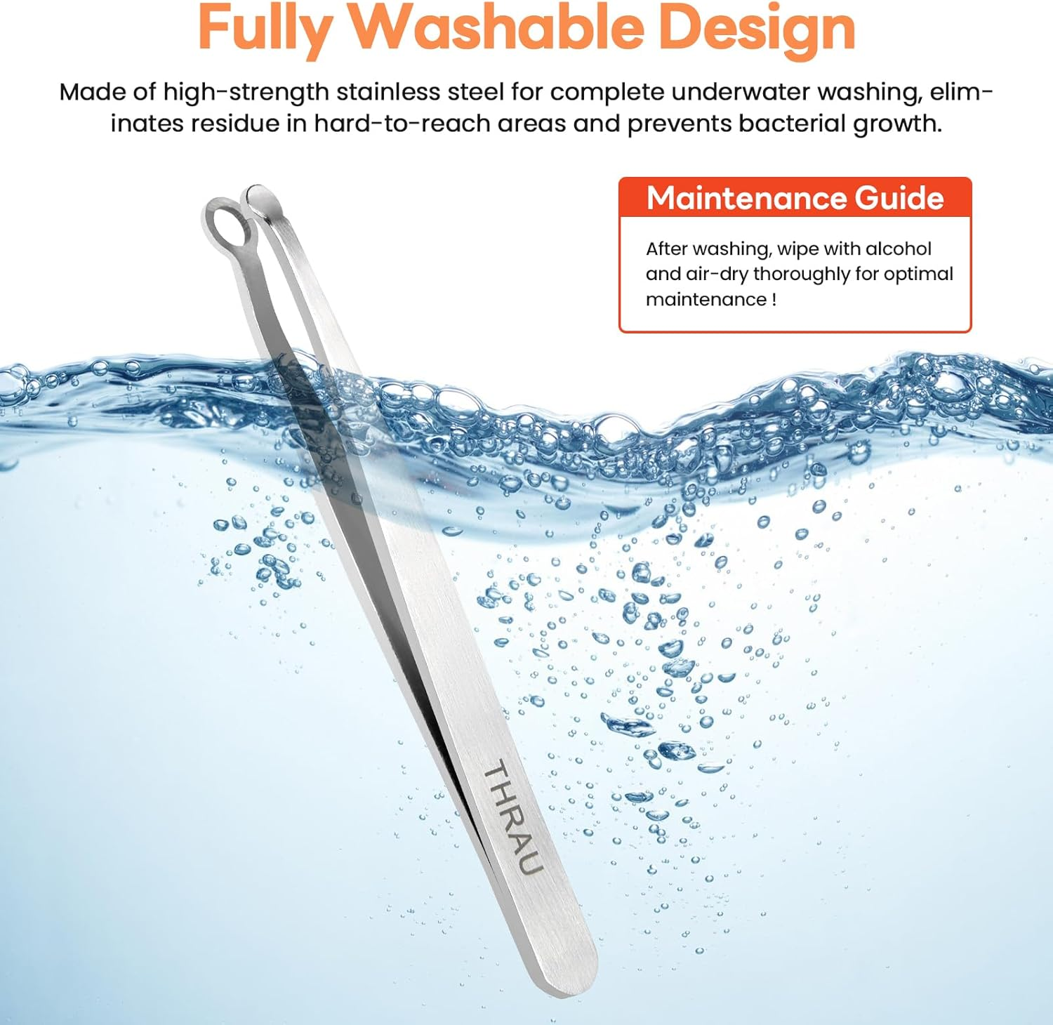 THRAU Nose Hair Trimmer for Men & Women, Stainless Steel Facial Hair Remover for Ear, Eyebrow and Beard, round Tip Trimming Tweezers, Body Grooming Kit image number 2