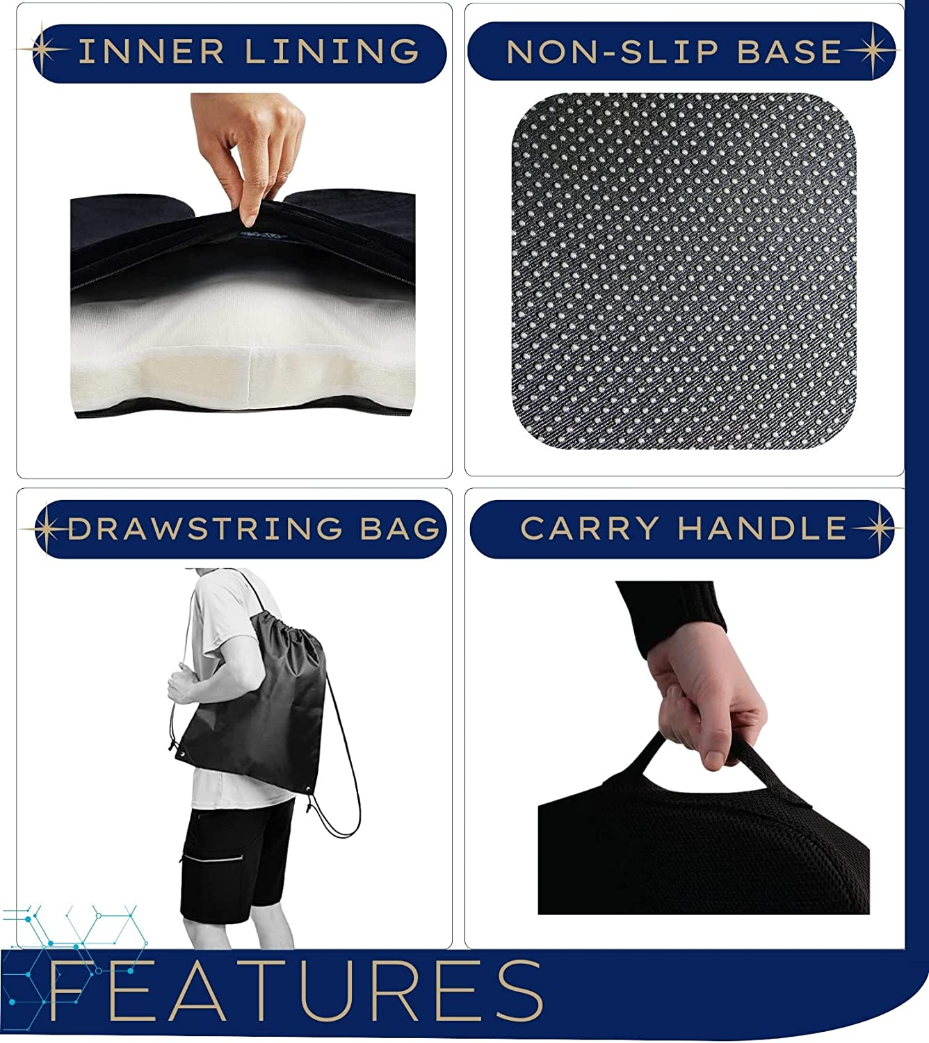 Seat Cushion for Tailbone Pain Relief - Ergonomic Coccyx Pillow for Tailbone Pain - Portable Seat Cushion for Travel, Home, Office, Car Drivers and Computer Desk Chairs image number 2