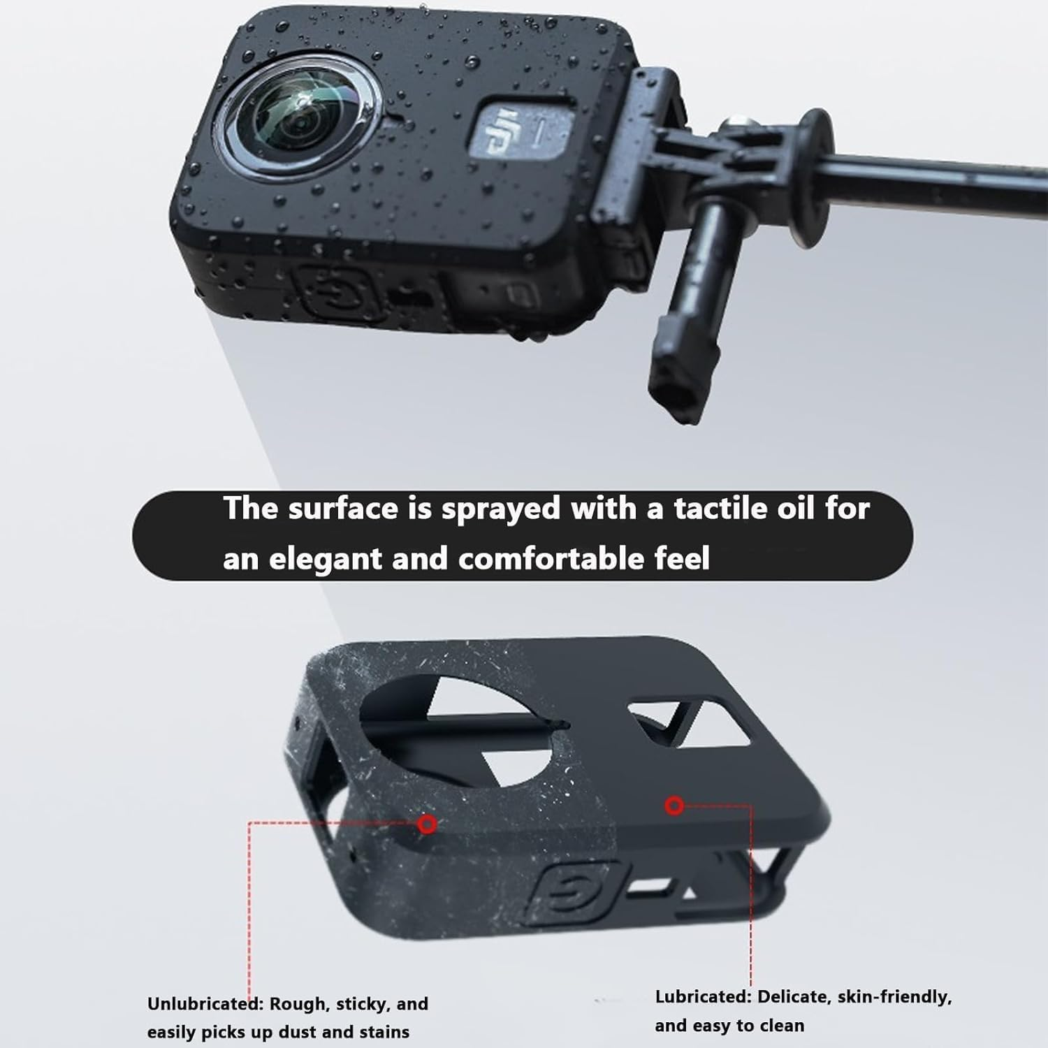 T Tersely Silicone Protective Case and Lens Cap for DJI OSMO 360, Sports Camera Body Frame Sleeve Accessories, Anti-Slip Anti-Scratch Protector Cover image number 6