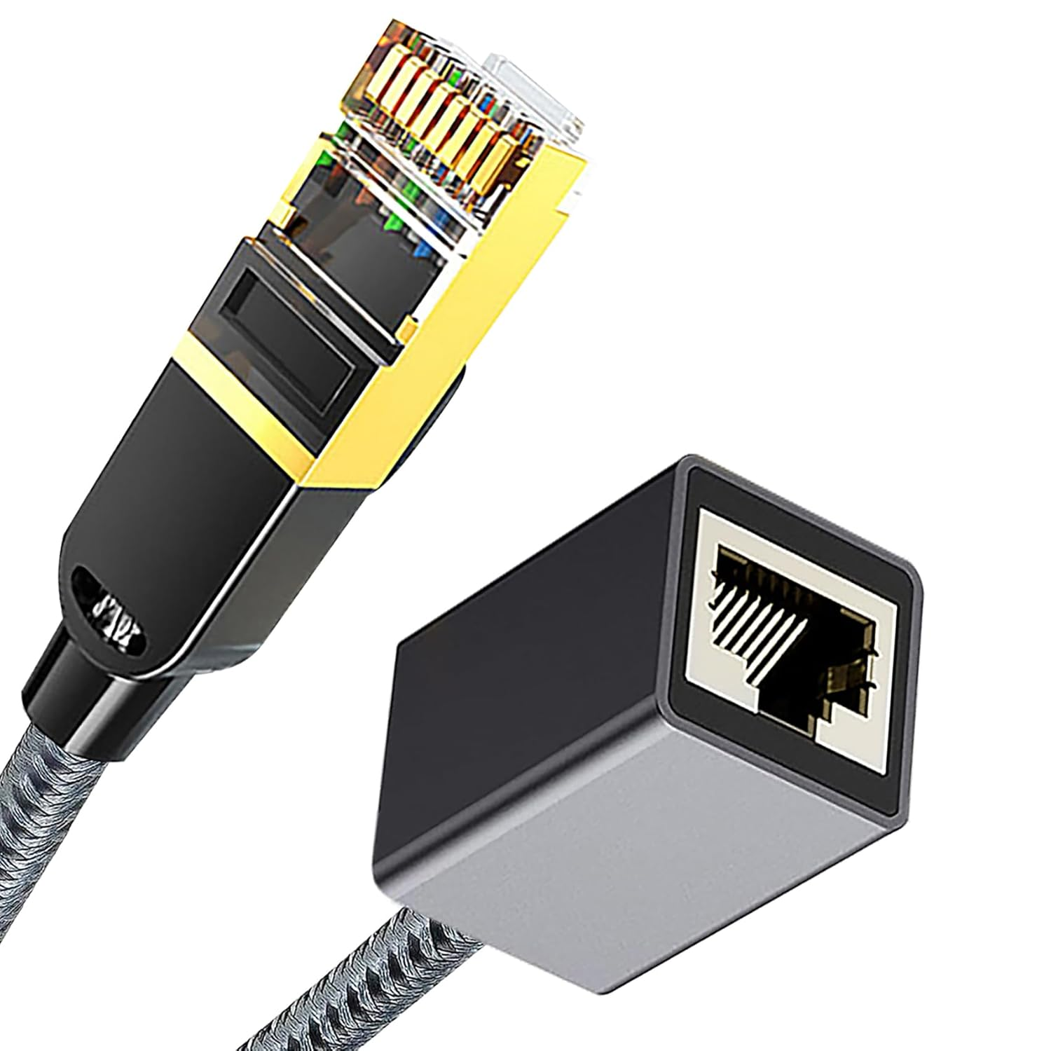 Tunghey Nylon Braided Ethernet Extension Cable Cat6 LAN Cable Extender Cat 6 RJ45 Network Patch Cord Male to Female Connector for Router Modem Smart TV PC Computer Laptop (3M) - 1.8M image number 6