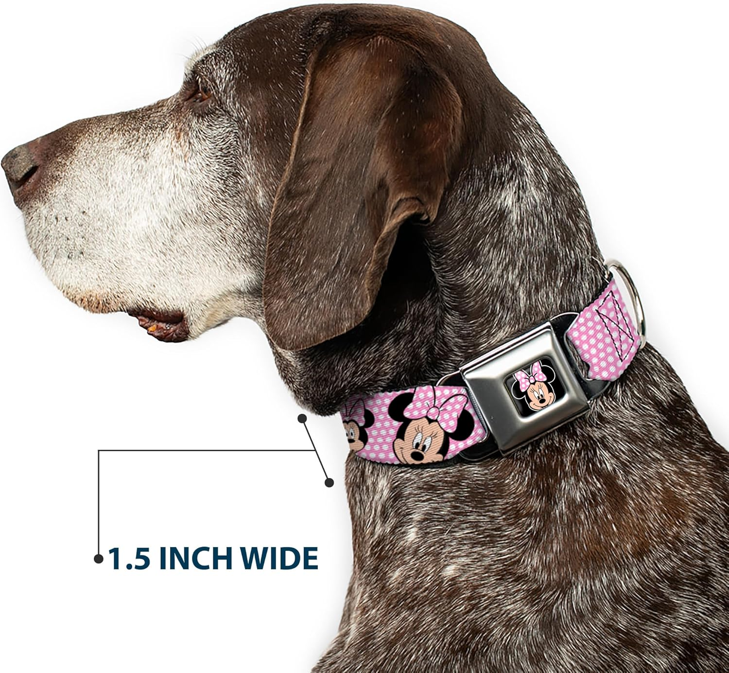 Buckle-Down Seatbelt Buckle Dog Collar - Minnie Mouse Expressions Polka Dot Pink/White - 1" Wide - Fits 9-15" Neck - Small image number 3