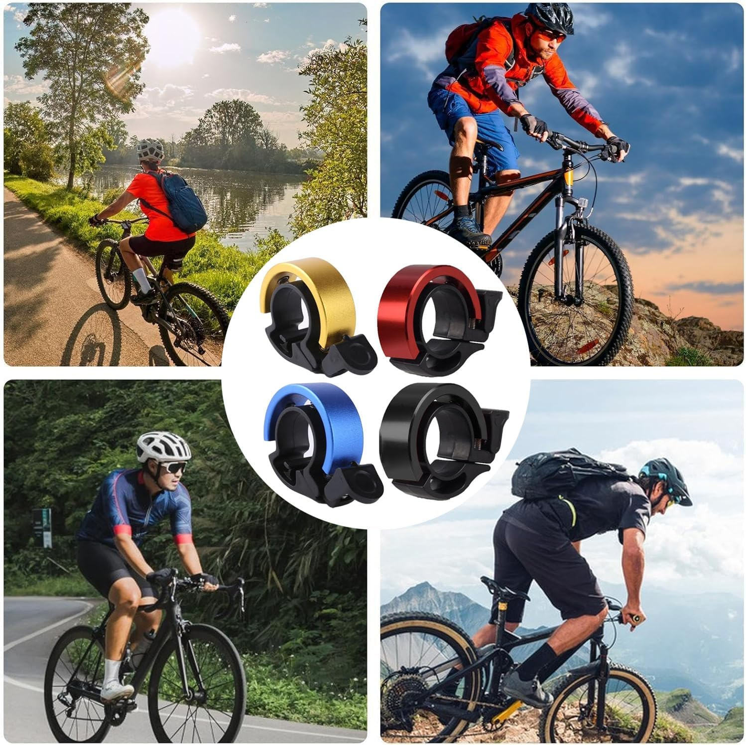Limcryspp 4 Pcs Innovative Aluminum Bicycle Ring Q Design Bike Ringer Loud Sound Bike Bell,It Is Sized to Fit Bicycles with Grip Diameters of 22 Mm,Bicycle Bell image number 4