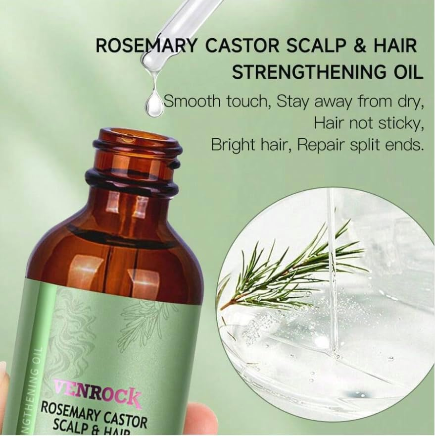 Rosemary Castor Scalp and Hair Strengthening Oil with Biotin, 60Ml image number 1