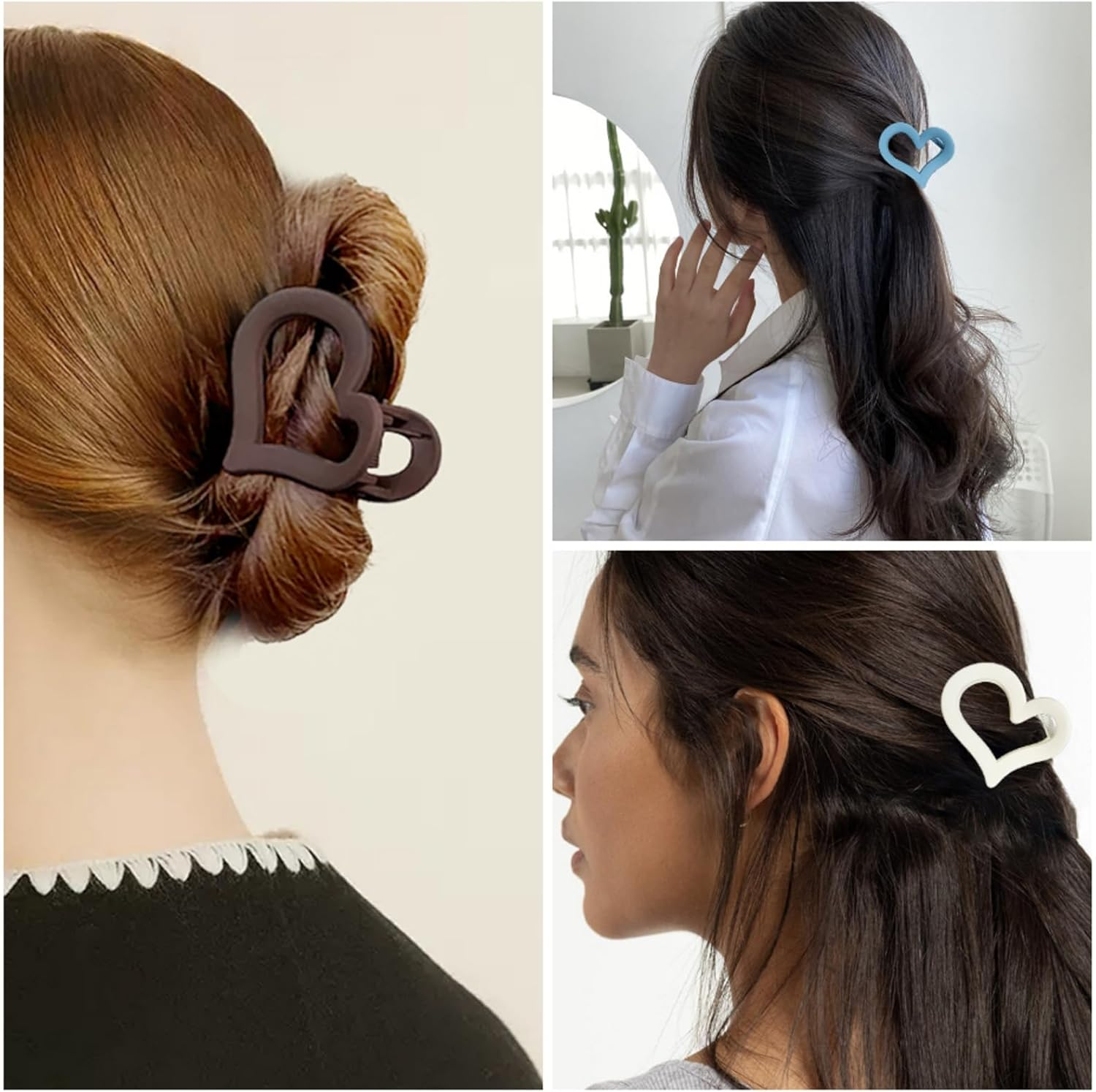 Medium Hair Claws Heart Hair Clip, Non-Slip Claw Clips, Strong Hold Claw Clip for Medium Thick Hair, Women and Girls Hair Accessory (Hairclawmidheart) image number 5