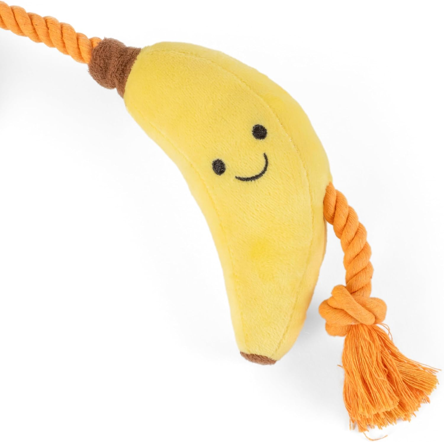 Fuzzl Tugga Bananas Dog Toy - Rope Latex and Plush Dog and Puppy Throw Fetch and Tug with Squeaker image number 5