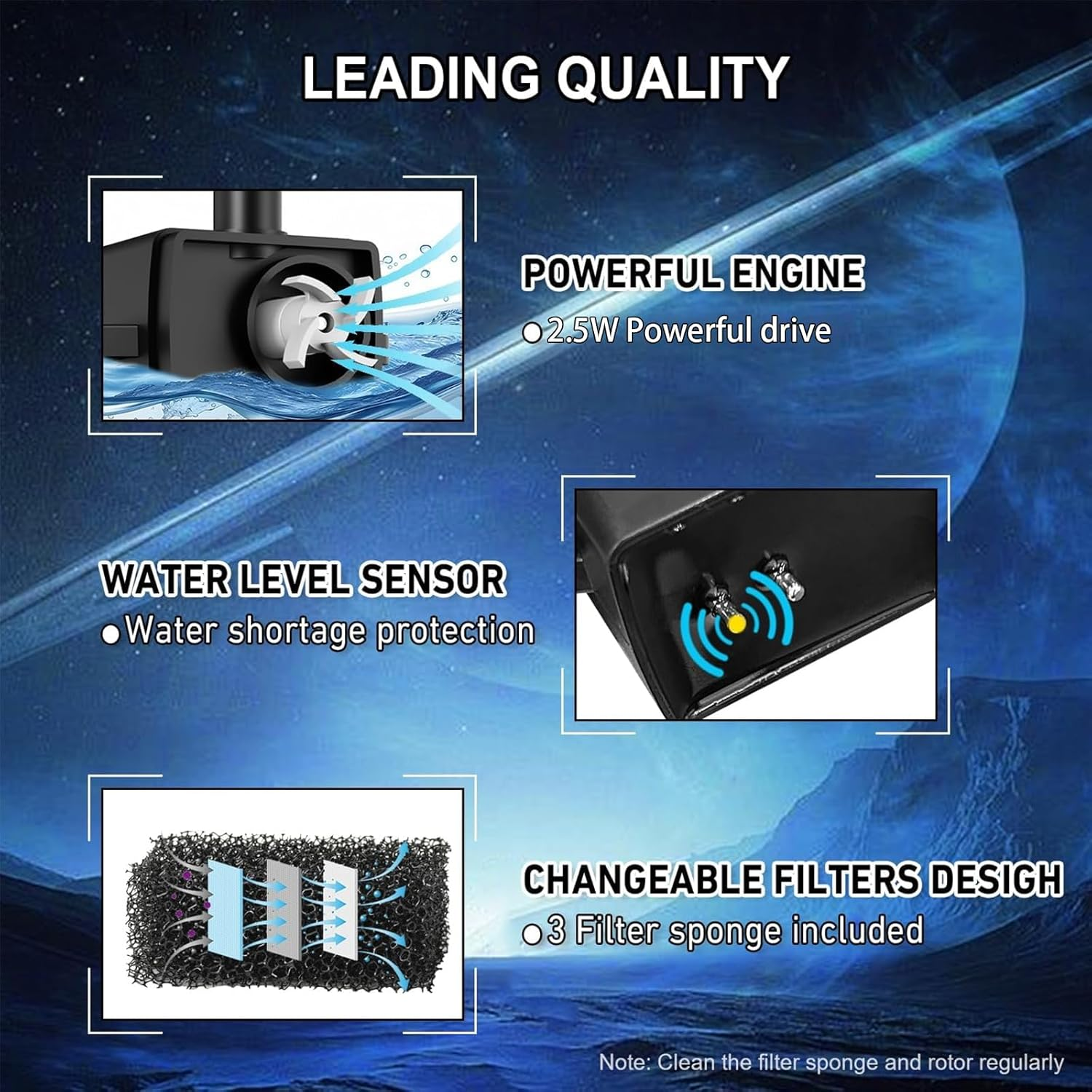 Solar Fountain Water Pump with 7 Color LED Lights, Upgrade 2.5W Solar Fountain with 7 Nozzle, Free Standing Floating Solar Powered Water Fountain Pump for Bird Baths, Ponds, Patios, and Pools image number 1