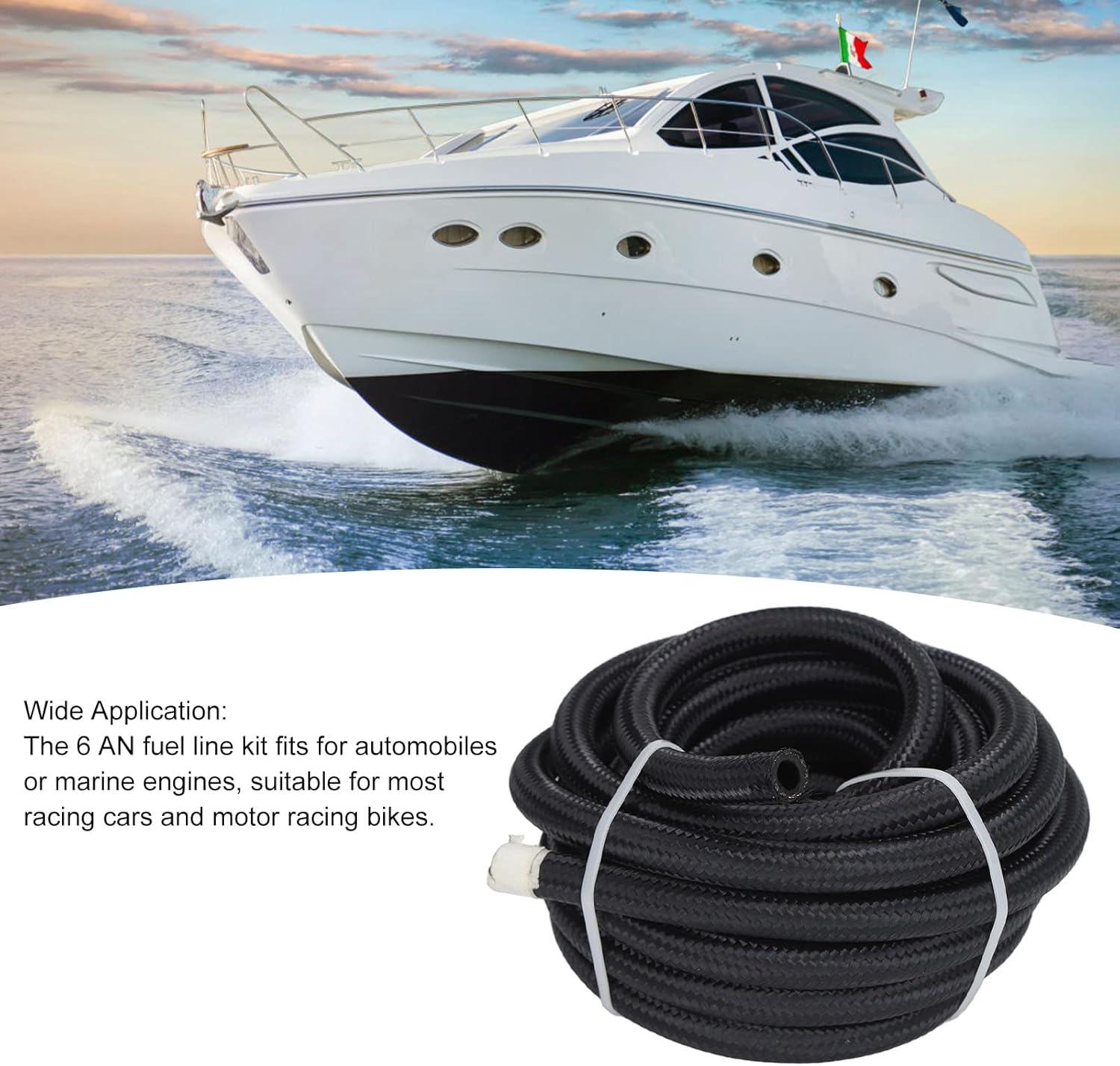 6AN 20Ft Fuel Line Hose Kit Aluminum Black Anodized 500 Psi Universal Fuel Line with 10PCS Swivel Fuel Hose Fitting Adapter Kit for Car Ship image number 1