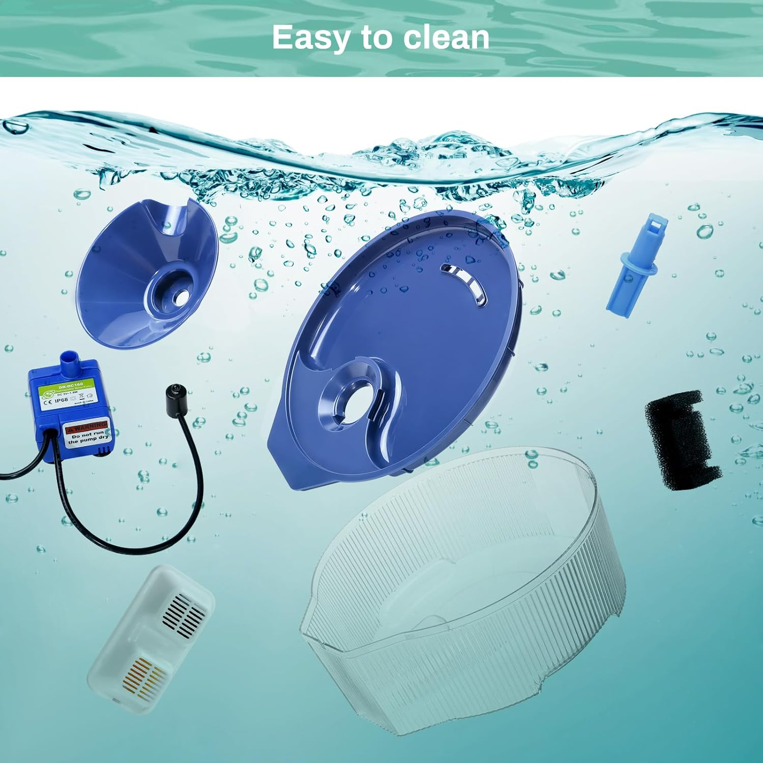 BFLICROY 170Oz/5L Dog Water Fountain, Large Extra Quiet Pet Water Fountain, Automatic Dog Water Bowl Dispenser with LED Light, Multi-Filtration Cat Water Fountain for Dogs and Pets image number 6