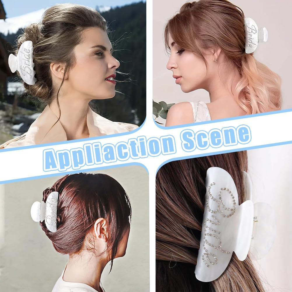 WADORN Acrylic Hair Clip with Rhinestones Snow White Hair Clips for Women Bride Logo 9.45 Cm for Weddings Bridal Showers Party Decorations Hen Night Bridesmaid Gifts image number 2