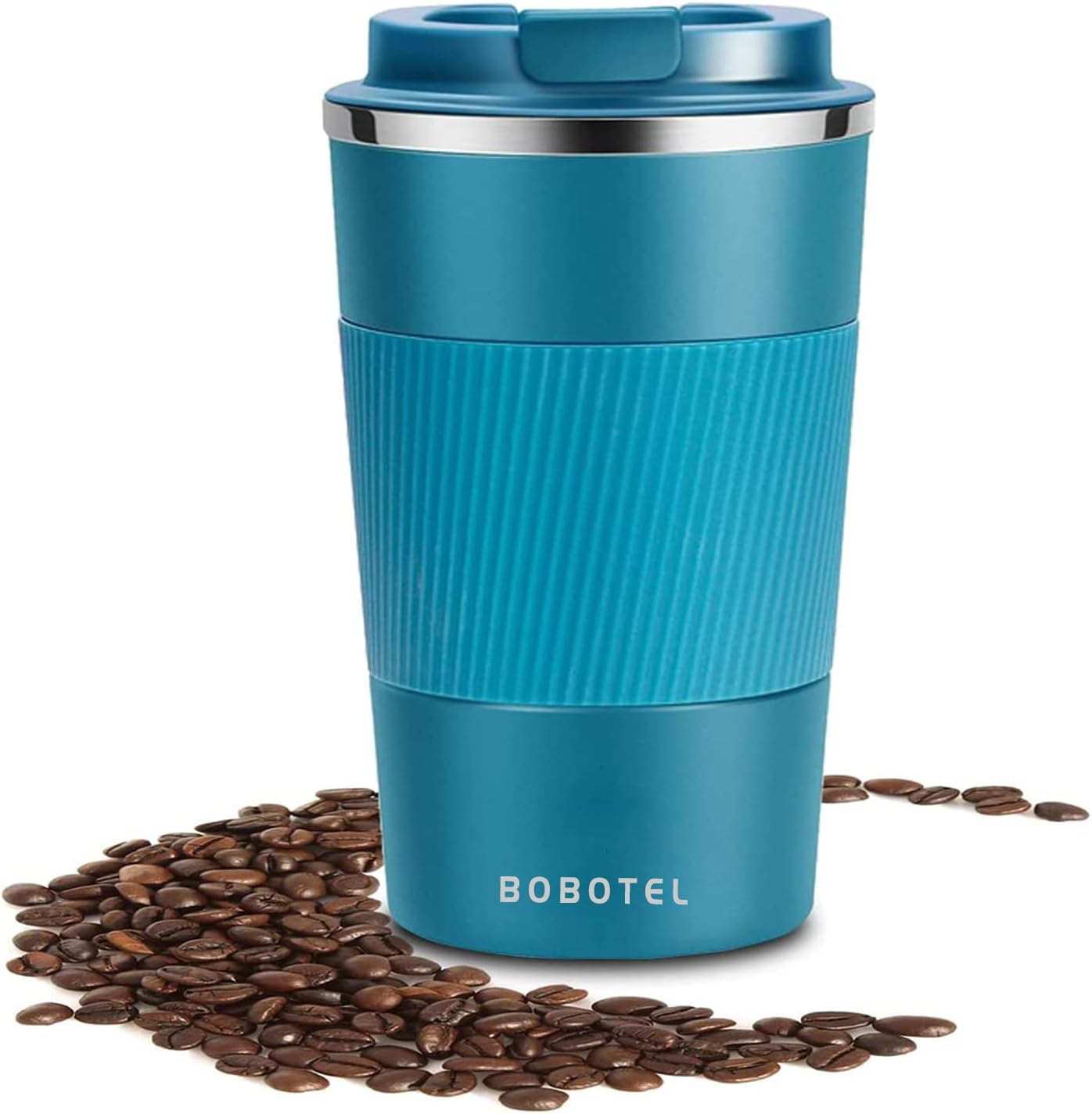 Trave Coffee Mug, 17 Oz Insulated Coffee Travel Mug Spill Proof for Men Women, Stainless Steel Vacuum Tumbler Coffee Cup Leakproof with Flip Lid Reusable Thermal Coffee Cup with Silicone Sleeve for Home Office Hot/Iced Beverage -510Ml/17Oz, White