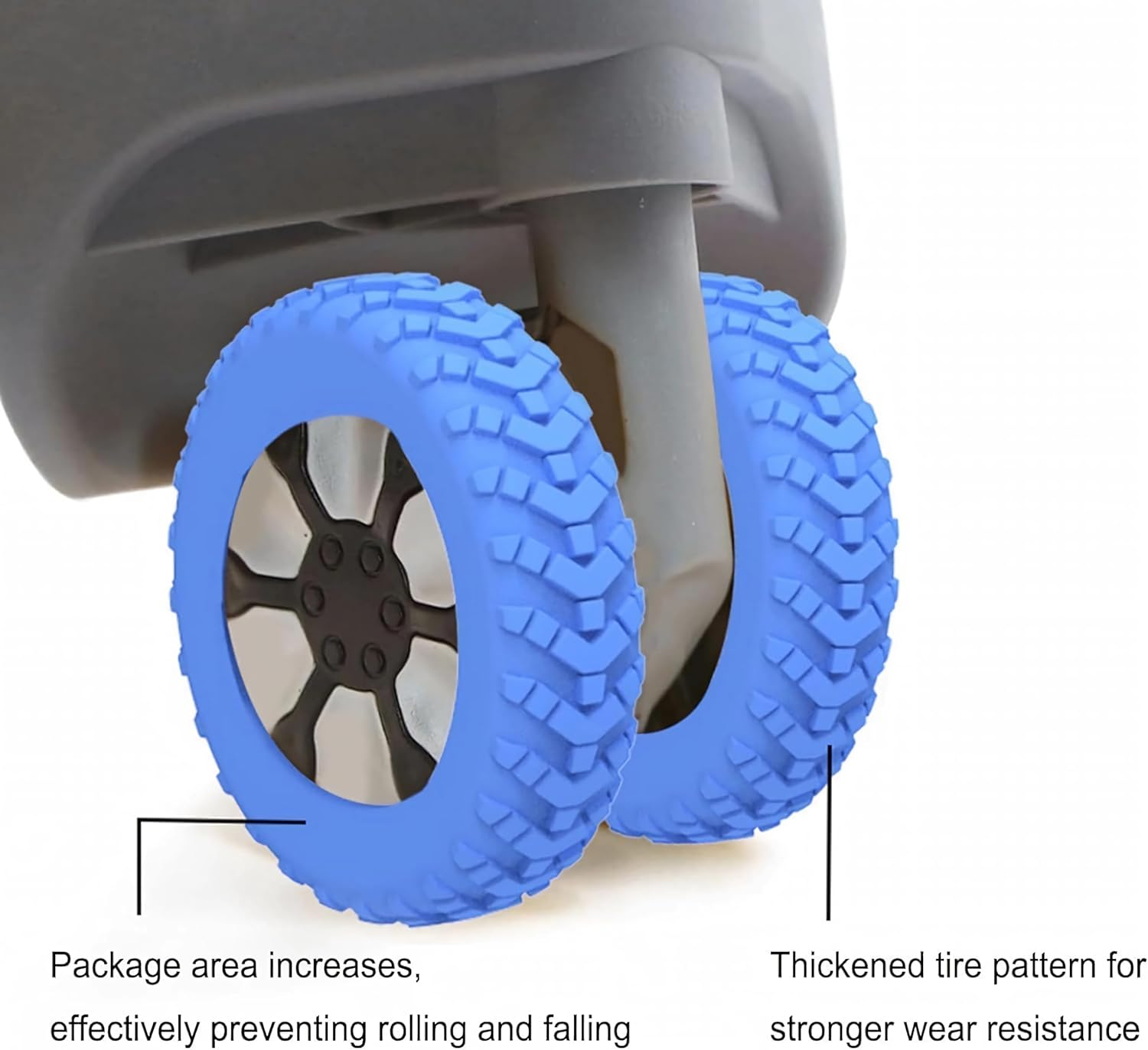 16 Luggage Wheel Protection Covers, Noise-Proof Glider Protection, Rubber Wheel Covers for Luggage Double-Wheel Office Chairs, Dust and Scratch Noise Reduction image number 2