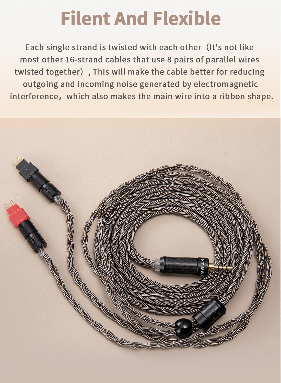 SYRNARN 4.4Mm Balanced Headphone Cable Compatible with Sennheiser HD650, HD600, HD580, HD660S, HD58X, Massdrop HD6XX 16 Core Upgrade Replacement Cord (With 4.4Mm Balanced, 3Meters/10Ft) image number 1