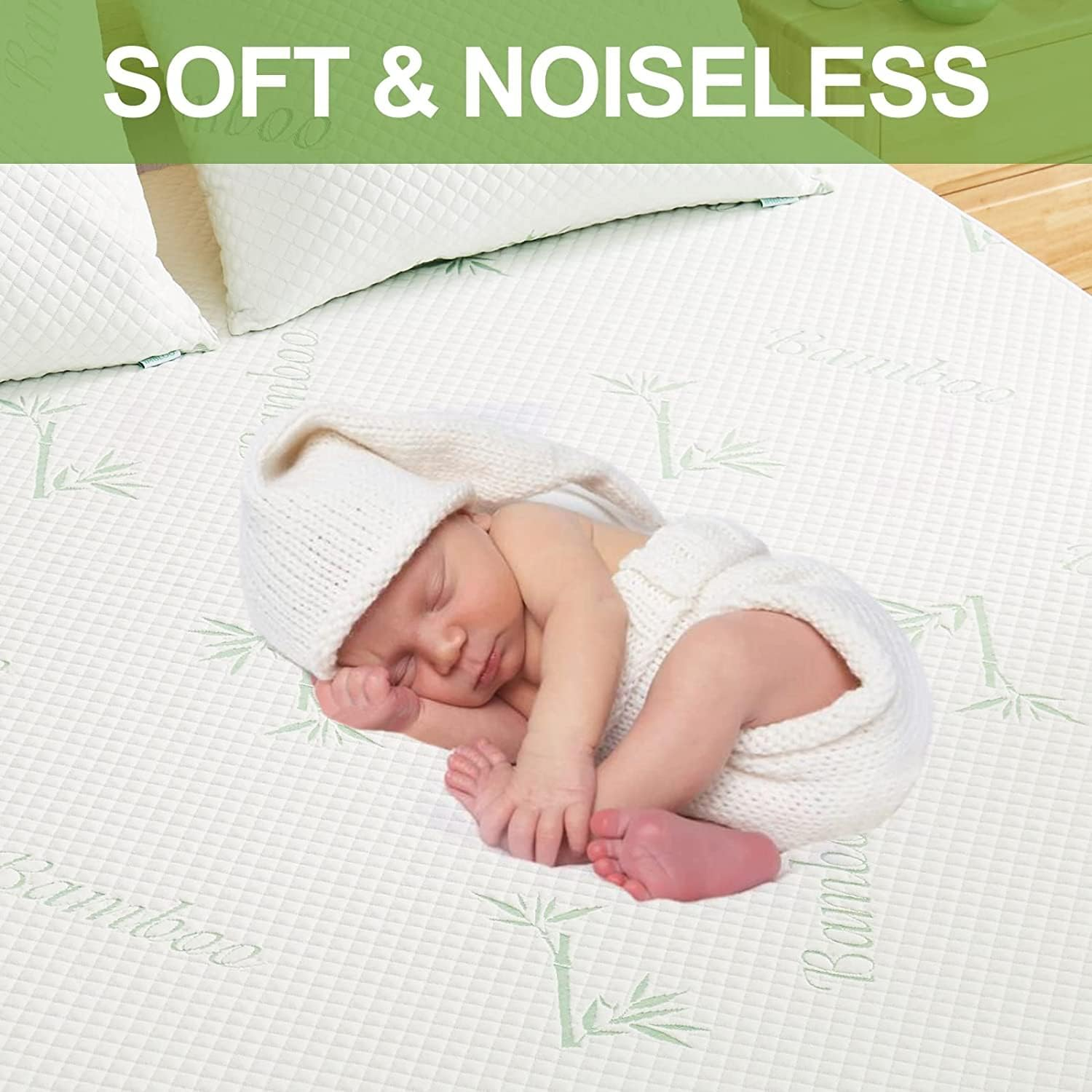 Forzzz Double Cooling Bamboo Mattress Protector Upgraded Design 3-Layer - Waterproof Fitted Sheet Mattress Cover Hypoallergenic Premium Quality Soft Pad Protects from Dust, Allergies image number 5