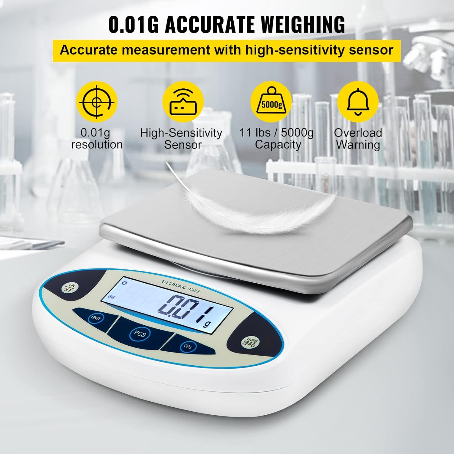 VEVOR Lab Analytical Balance Digital Precision Scale 5000Gx0.01G High Precision image number 1