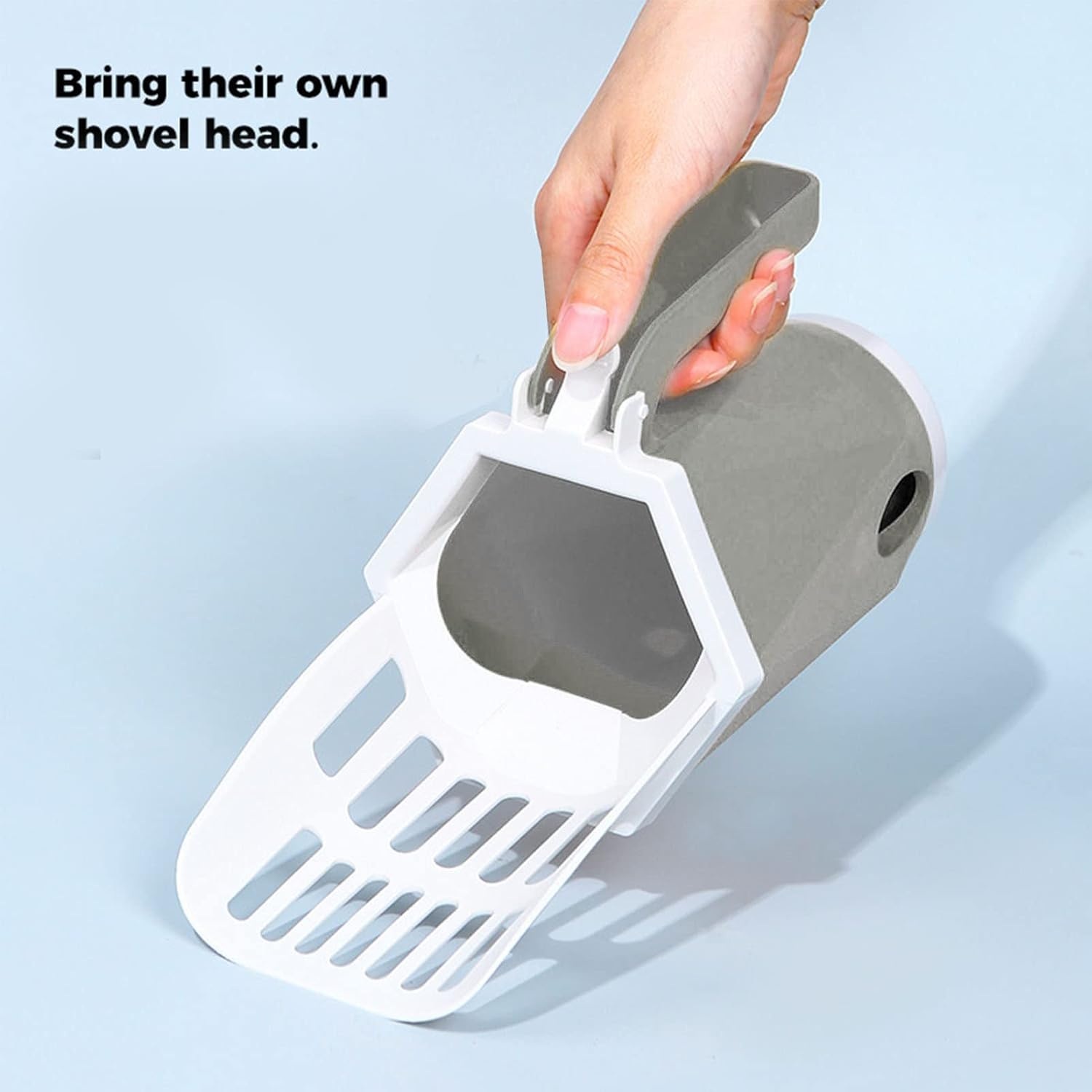 TITA-DONG Cat Litter Scoop, Cat Litter Scoop with Waste Container, Removable, Portable, Integrated Cat Litter Scoop, Cat Litter Strainer Scoop System for Kittens, Older Cats (Grey)