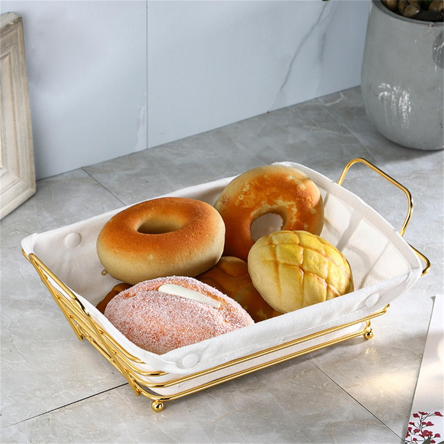 Sthrucrack Gold Baskets for Bread Serving, Parties Gold Wire Basket for Fruit Vegetables Bread (1), AG1323 image number 2