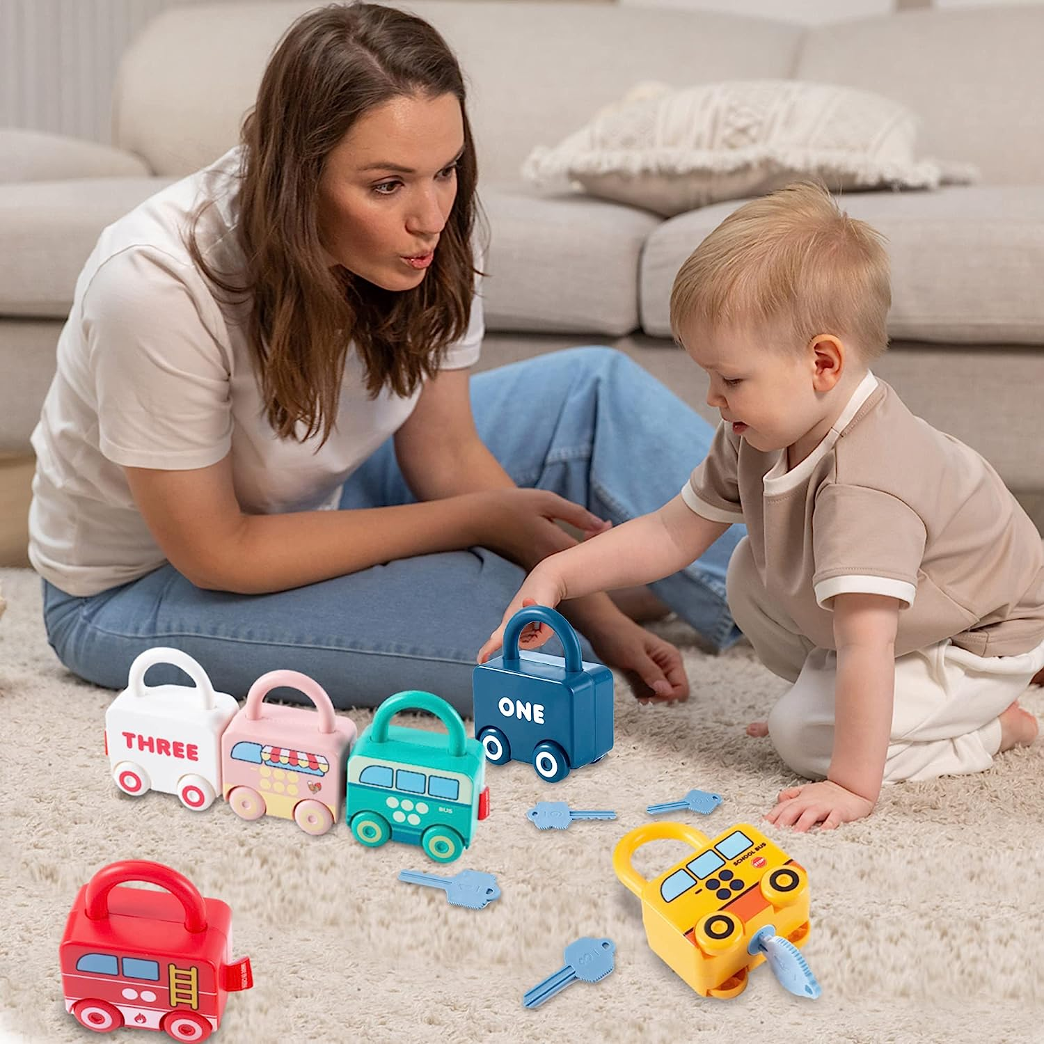 Montessori Educational Learning Toys, Preschool Learning Activities Lock and Key Toy, Sensory Toy Matching & Sorting Toys Early with Number for Toddlers Boys Girls 3 4 5 6 Years Old image number 5