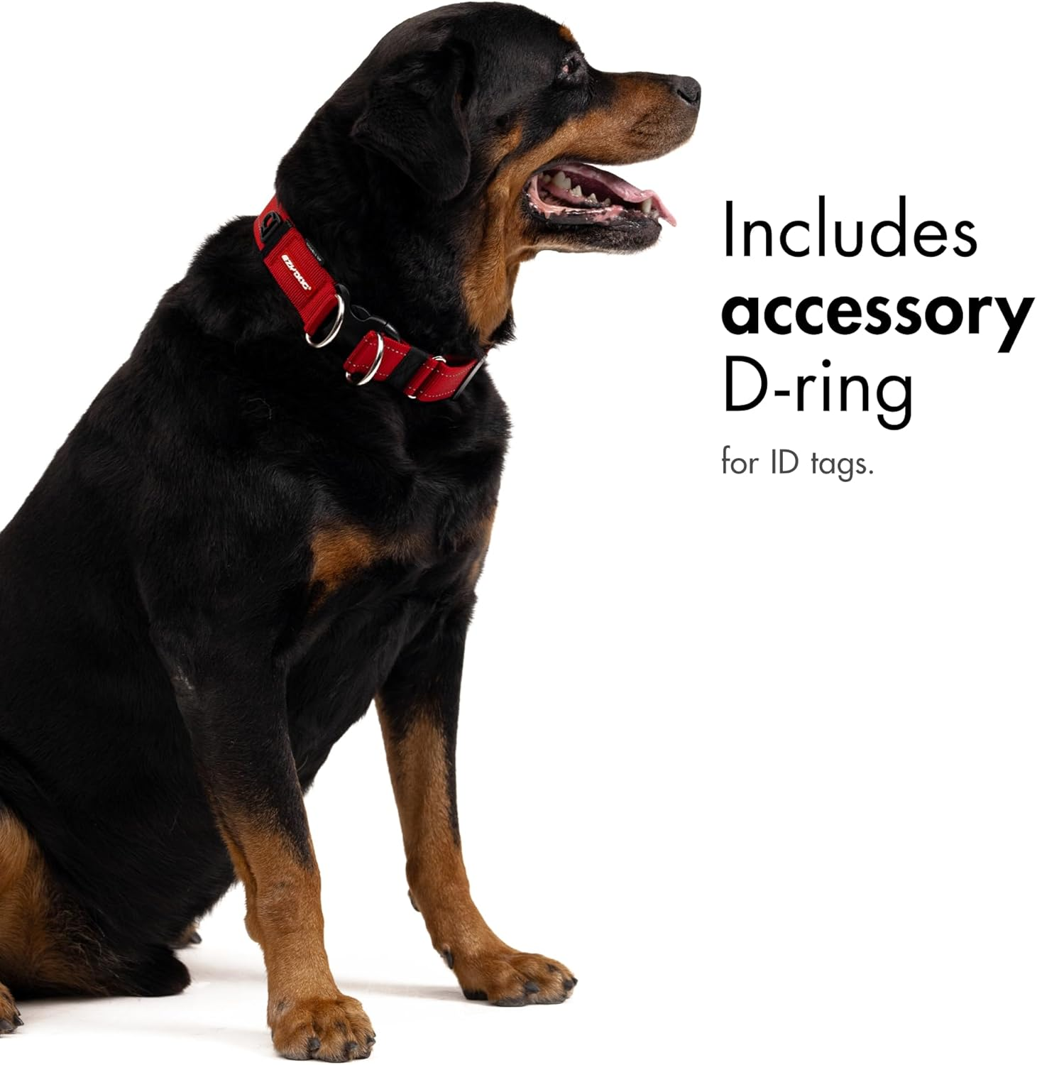 Ezydog Double up Dog Collar - Premium Nylon Webbing Collars for Dogs - Reflective, Comfortable - Attach Leash to Both Stainless Steel D Rings for Extra Strength & Security (XL, Black) image number 2