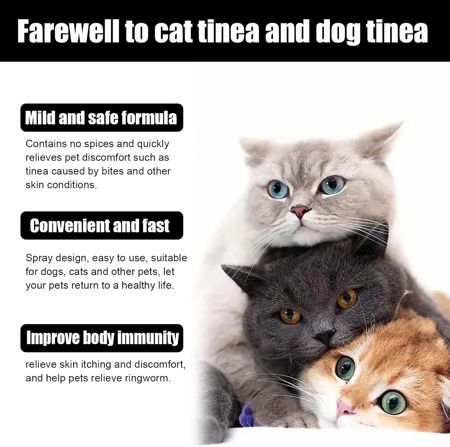 Pet Itch Relief Spray - Natural Anti-Itching Ringworm Spray - Safe Non-Irritating Pleasant Smell Pet Care Spray for Cats, Birds, Hamsters, Dogs Maijia image number 1