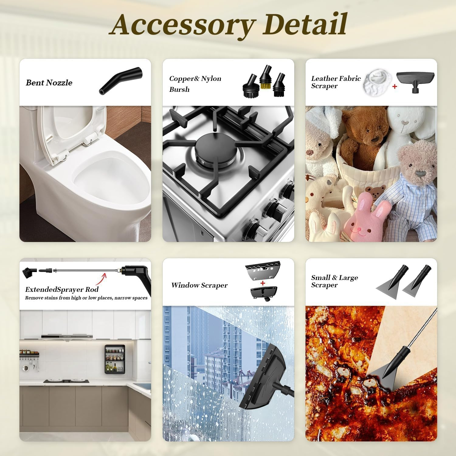 Steam Cleaner,15S Heat-Up,1.6L Tank,3-Level Adjustable Handle,2500W Steamer for Cleaning,Portable Steamer for Cleaning with 16PCS Accessories,Steam Cleaner for Home,Car,Dirt,Grease,Grout,Tile,Couch image number 1