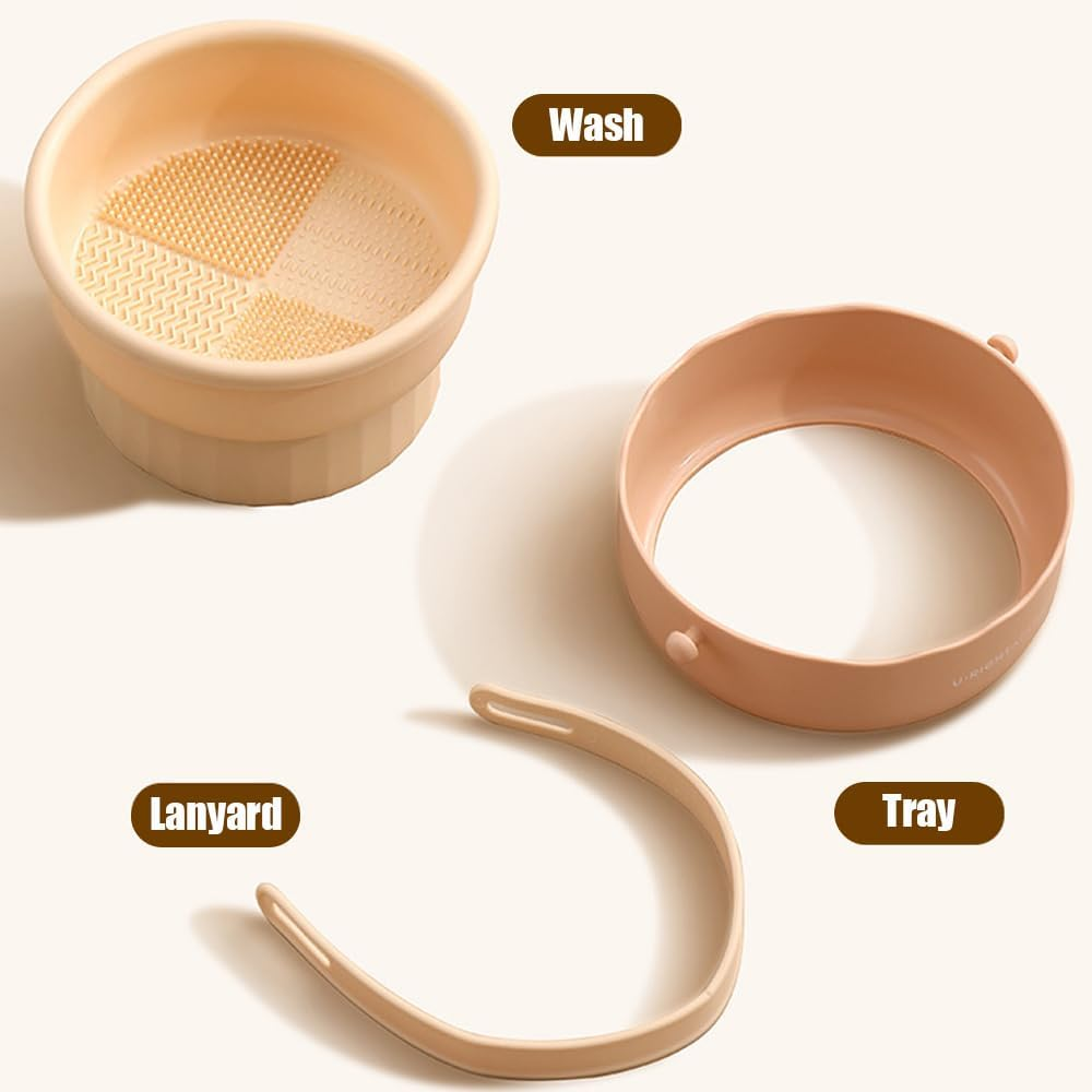 Makeup Brush Cleaning Bowl, 1PC Makeup Brush Scrubber Cleaner and Dryer Bowl,Makeup Brush Cleaning Bowl,Silicone Makeup Brush Cleaner and Dryer Bowl,2 in 1 Brush Cleaning Mat with Brush Drying Holder image number 4