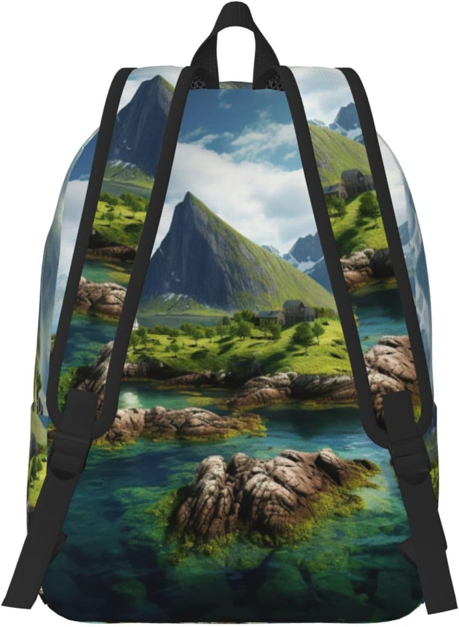 DRTGEDS Norway Islands Backpacks Lightweight with 1 Main Compartment, Shoulder Rucksack Carry-On