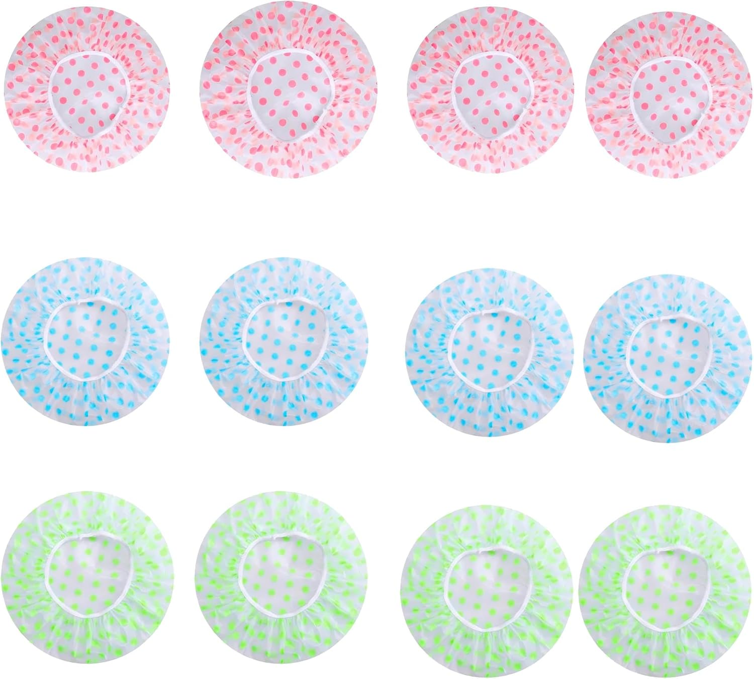 12Pcs Multi Purpose Reusable Flexi Plastic Waterproof Shower Cap Long Hair for Bath Face Care Kitchen Cleaning