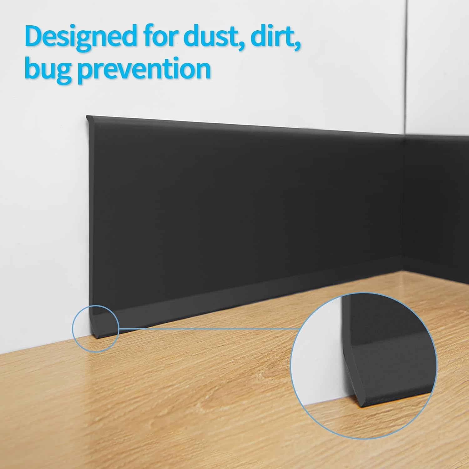 Art3D Flexible Wall Baseboard Molding Trim, Peel and Stick Vinyl Wall Skirting Board - 609 X 10 CM, Black - White image number 7