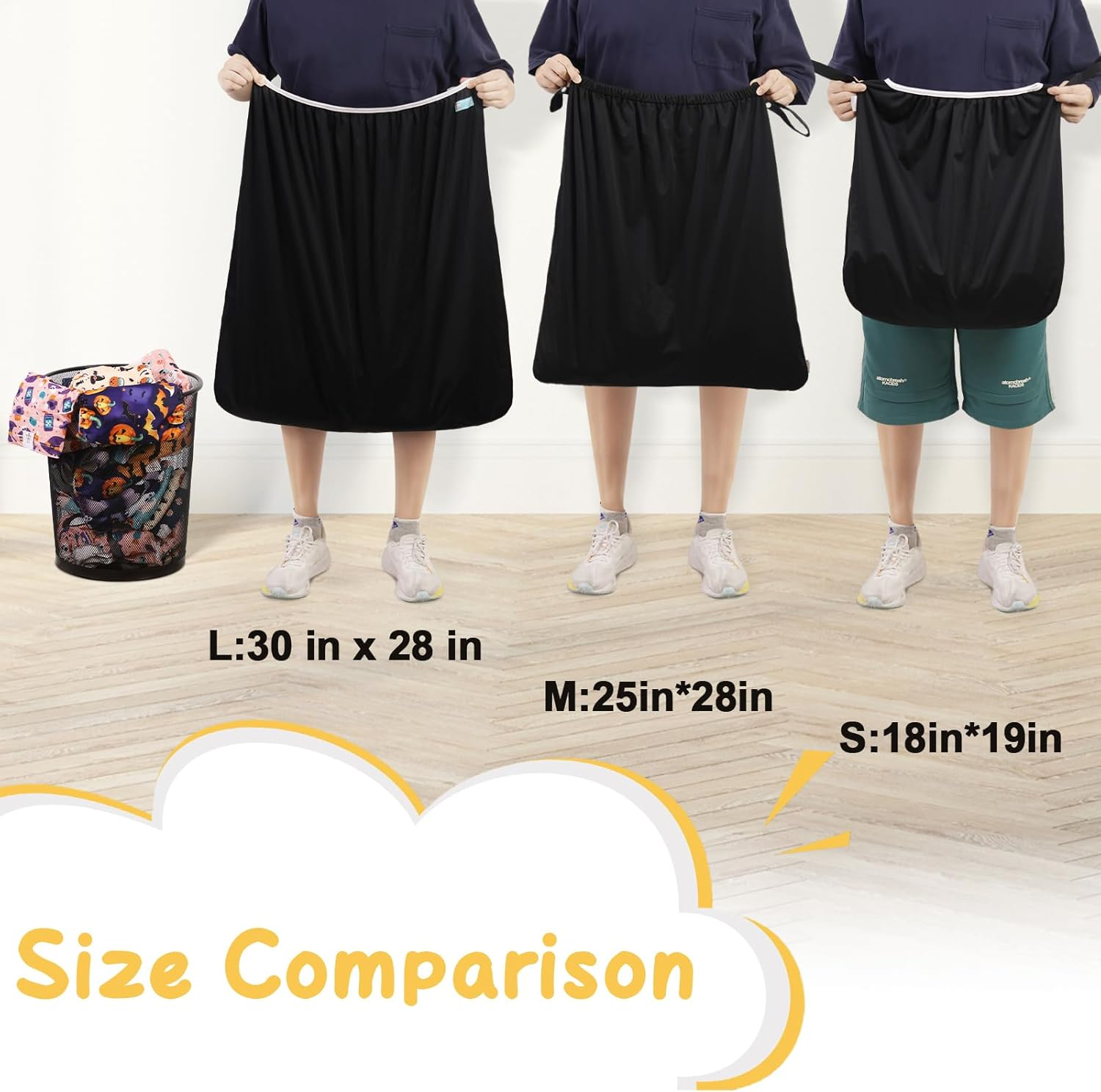 ALVABABY Reusable Diaper Pail Liner for Cloth Diaper,Rubbish Bag,Laundry,Kitchen Garbage Cans (Black Grey, Small Size：5 Gallon) LLS-B2629 image number 6