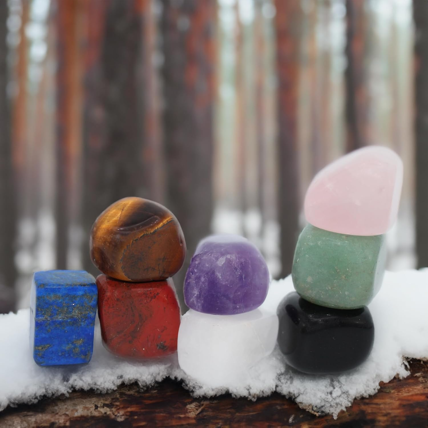 Chakra Stones 8 PCS Kit, Natural Shape, Healing Crystals, Well Tumbled & Polished, for Use in Grounding Balancing Soothing Meditation or as Worry Stones, Spa Rock & Massage, Set of 8 Chakra Crystals, image number 4