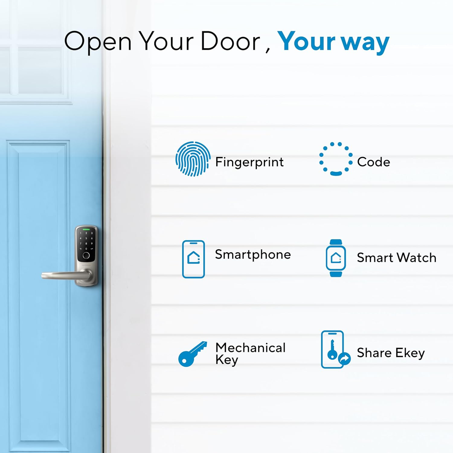 ULTRALOQ Latch 5 Smart Lock - Built-In Wifi Smart Fingerprint Door Lock - Biometric Keyless Entry Door Lock with App - Digital Keypad Door Handle Lock - Smart Locks for Front Door - App Remote Control image number 6