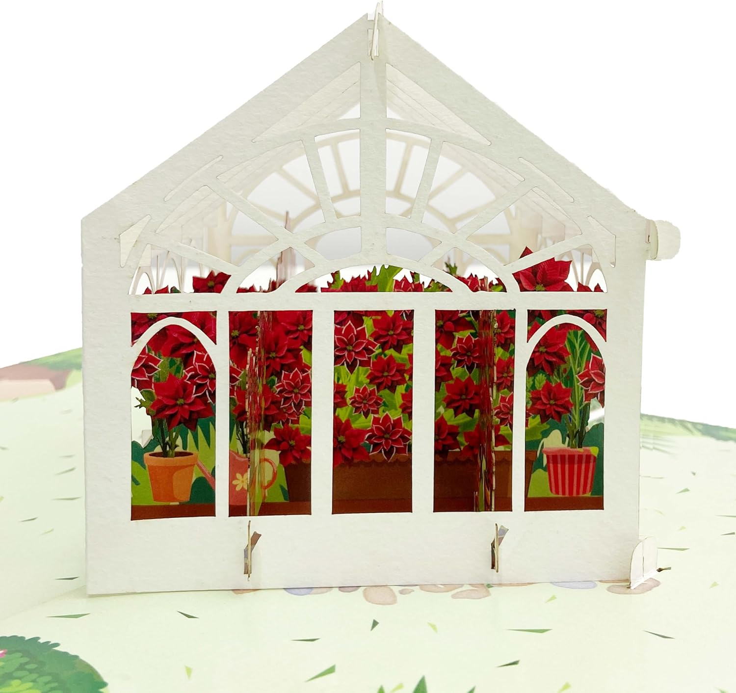 Birch Poinsettia 3D Pop up Birthday Cards Greeting Cards Laser Cut Greenhouse Flower Room for Mom Kids Friends Colleagues Lovers & All Occasions
