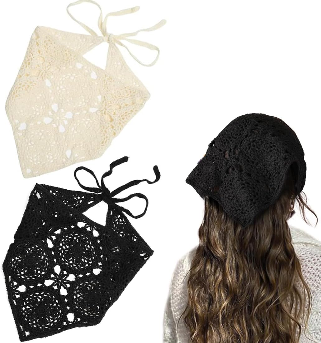 Pack of 2 Women'S Boho Headbands Triangle Headscarves Bandanas Turban Tie Hair Bands Elastic Hair Scarf Headwear Women Summer image number 5