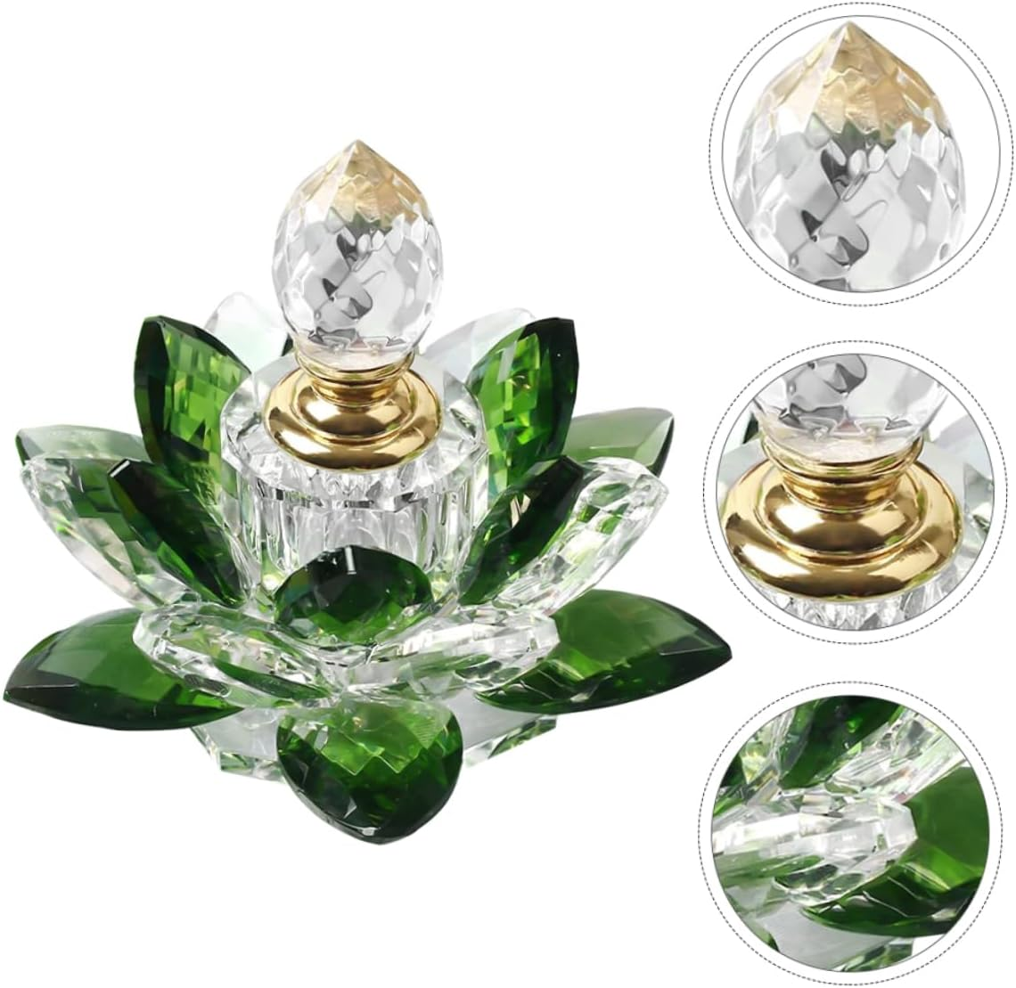 Lotus Shaped Perfume Bottle Glass Refillable Green Crystal Decorative Storage Container for Home D&eacute;cor Accent image number 4