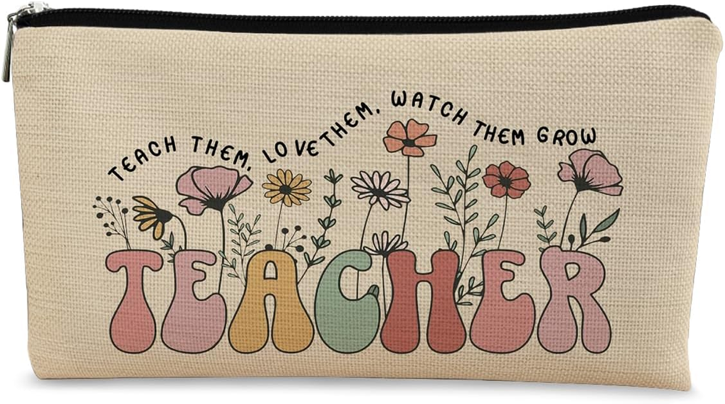 BARPERY Teacher Gifts Makeup Bag, Must Haves Boho Sunshine Teacher Survival Kit Bag Cosmetic Bag,Birthday Gifts for Kindergarten Teacher, Teacher Graduation Gifts, Teacher B