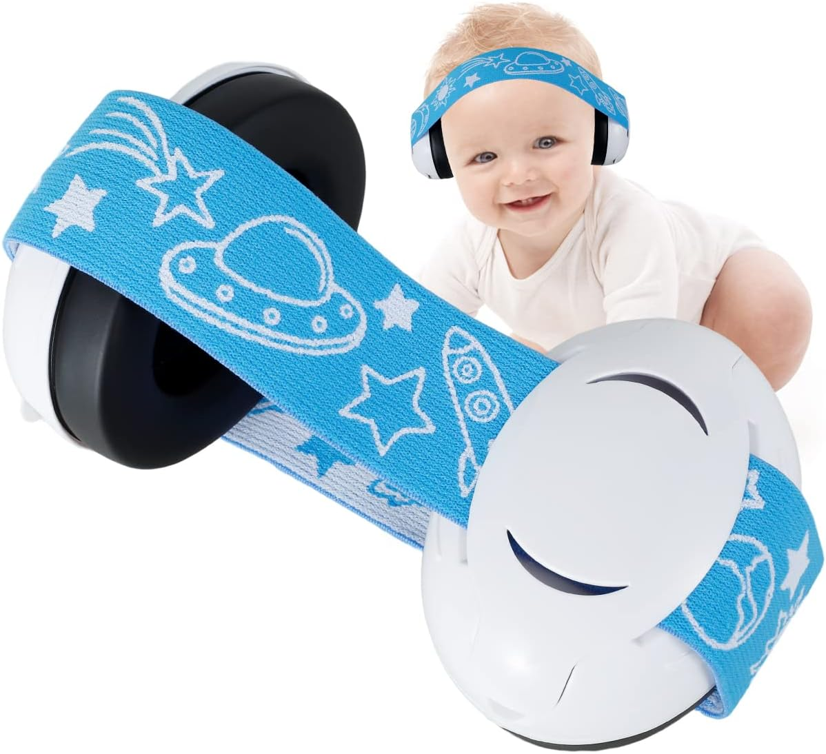 Infants Headphone, Kids Ear Defenders Noise Cancelling Headphones with Adjustable Headband, Ear Protectors Hearing Protection Safety Earmuffs Noise Reduction for 0-3 Years Baby (Blue) image number 2