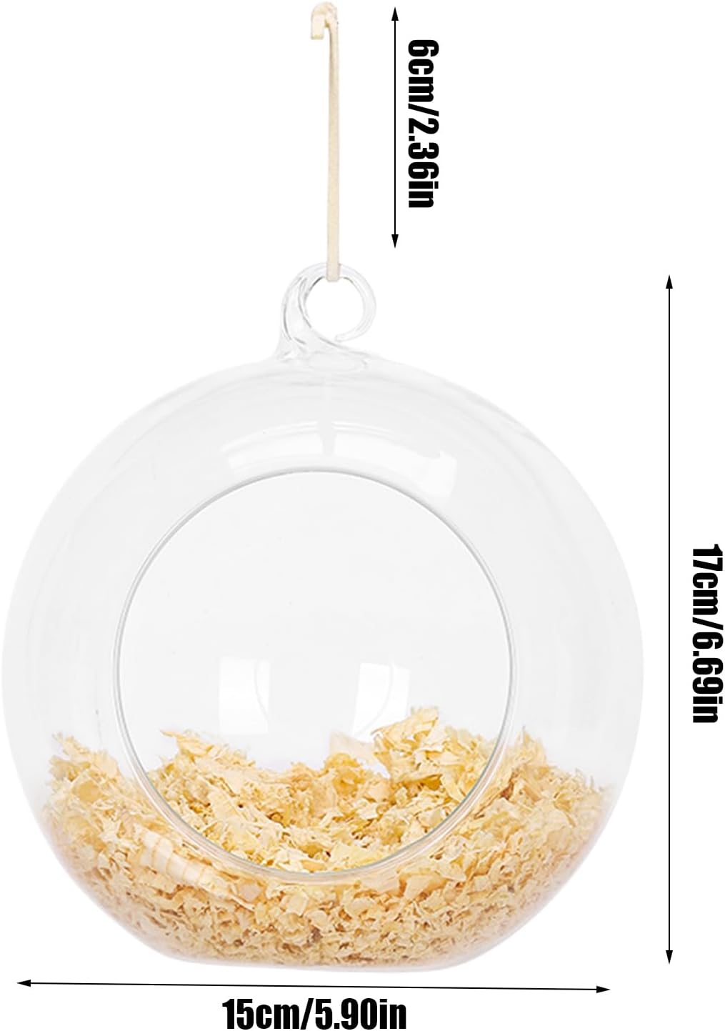 Bird House for Cage | Hangable Parrot House - Hangable round Swing Bed with Wood Chips Clear Washable for Breeding Canary Parakeet Finch Outdoor Garden Tree image number 6