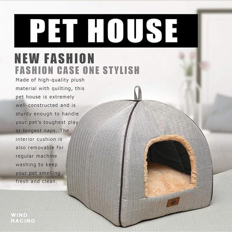 WINDRACING Cat Bed for Indoor Cats - Cat House Tent with Removable Washable Cushioned Pillow, Soft and Self Warming Kitten Beds & Furniture, Pet Bed image number 5