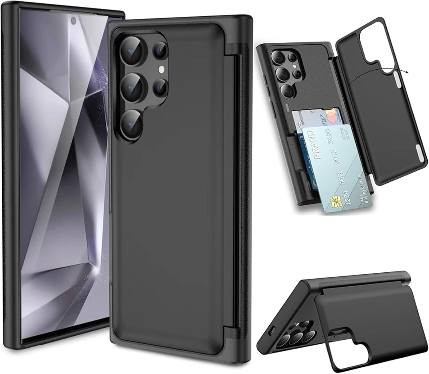 Samsung S24 Ultra Case with Hidden Card Holder [Magnetic Closure Design] [2 Cards + 1 Cash] Protective Wallet Shockproof Protective Case for Samsung Galaxy S24 Ultra Case