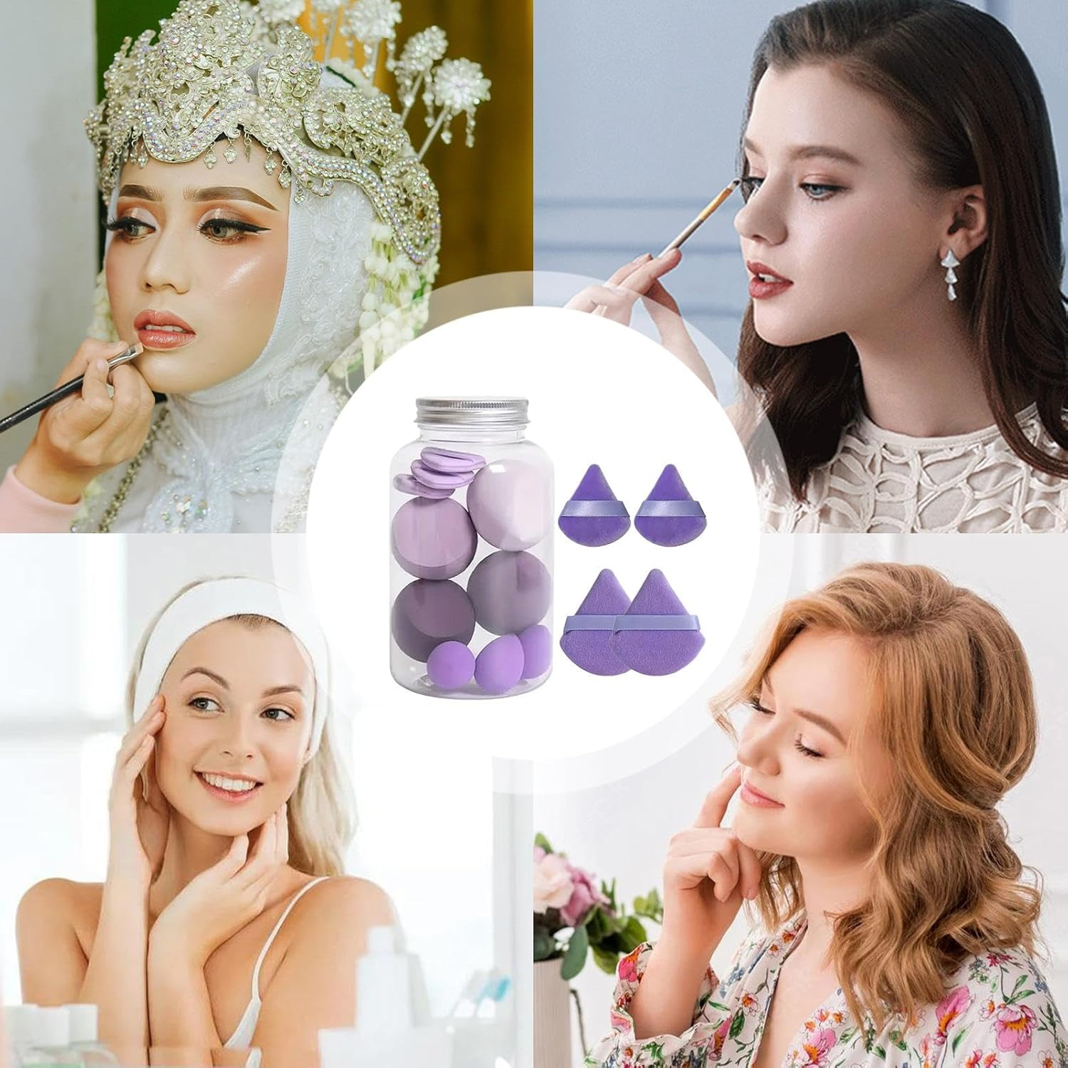 Makeup Sponge Set, Foundation Blending Makeup Blender, Makeup Sponges Blender Set, Beauty Sponge Foundation Blending Blender, Multi-Colored Makeup Sponges, Dry & Wet for Liquid Creams 14 Series image number 4