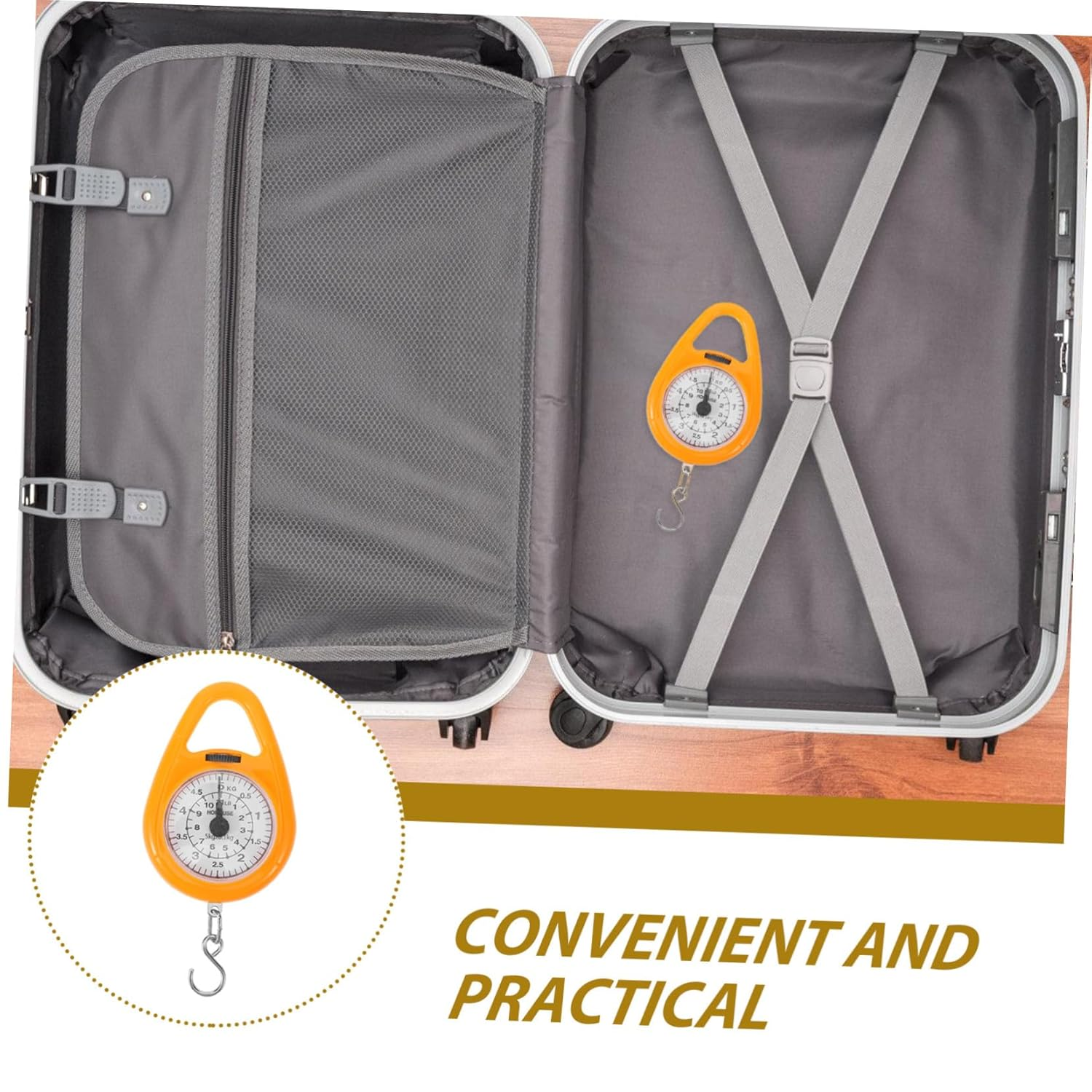 ANDRESLAD Spring Scale Mini Luggage Weight Scale Fashionable Steel ABS Portable Compact Mechanical for Travel and Everyday Use