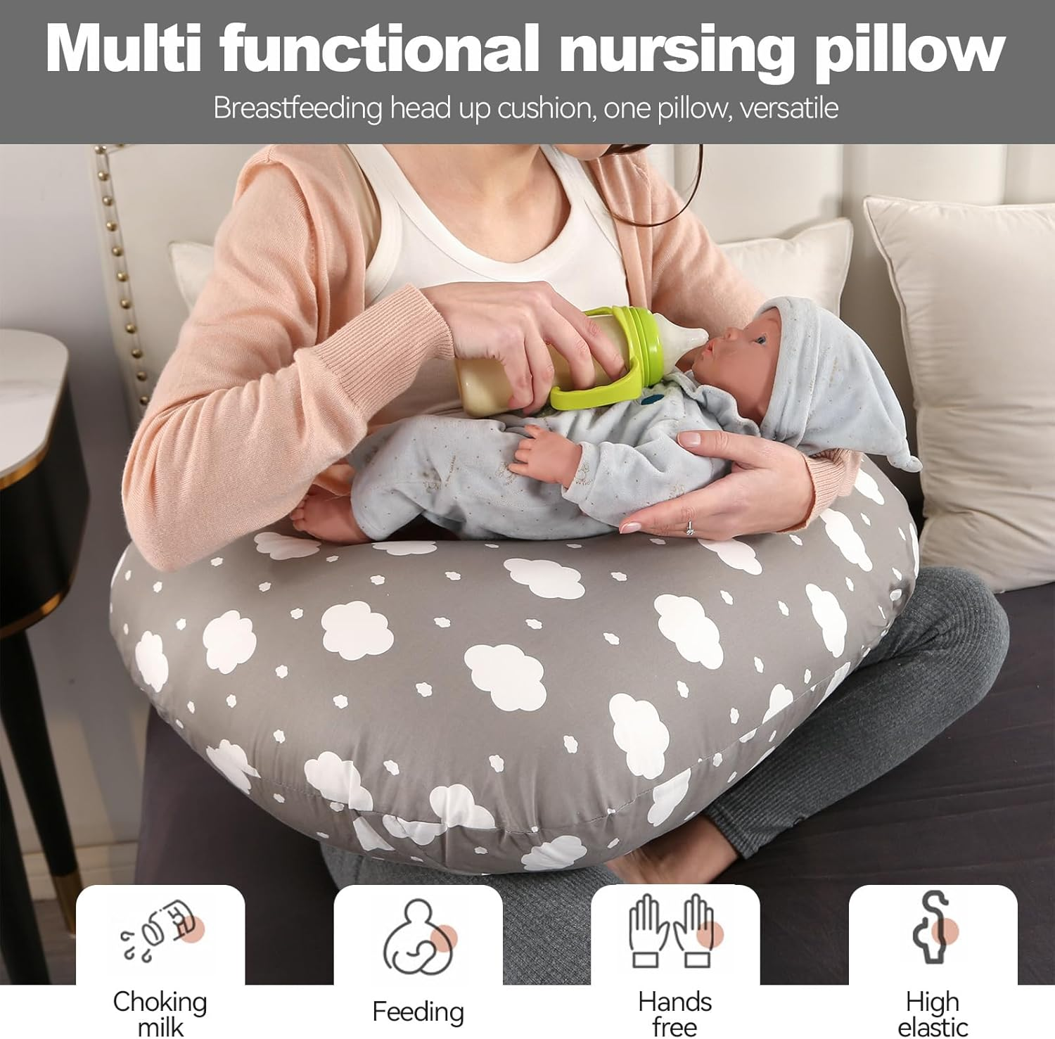 Pregnancy Pillow,Multifunctional Nursing Pillow Washable Breastfeeding Pillows (Type C) image number 5
