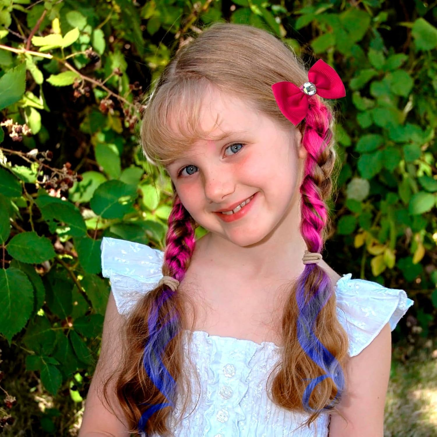 Colored Curly Hair Extension Clips, 6Pcs Unicorn Wig Hair Clips Bows Hair Braided, Hair Bows Braided Curly Wigs, Unicorn Hair Extension Clip for Little Girls