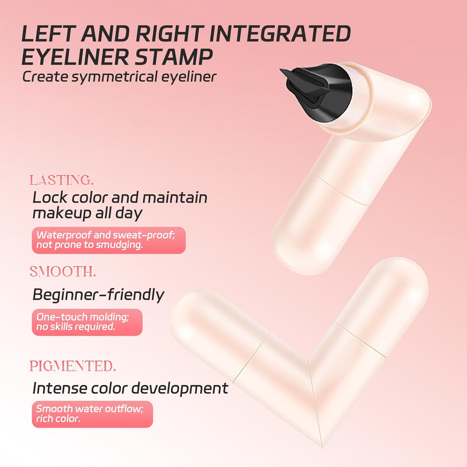 2Pcs Winged Eyeliner Stamp Pen - Symmetrical Winged Liner Stamp with Smudge-Proof Formula, Water-Resistant & Quick-Dry for Beginners, for Beginners Student (Black)