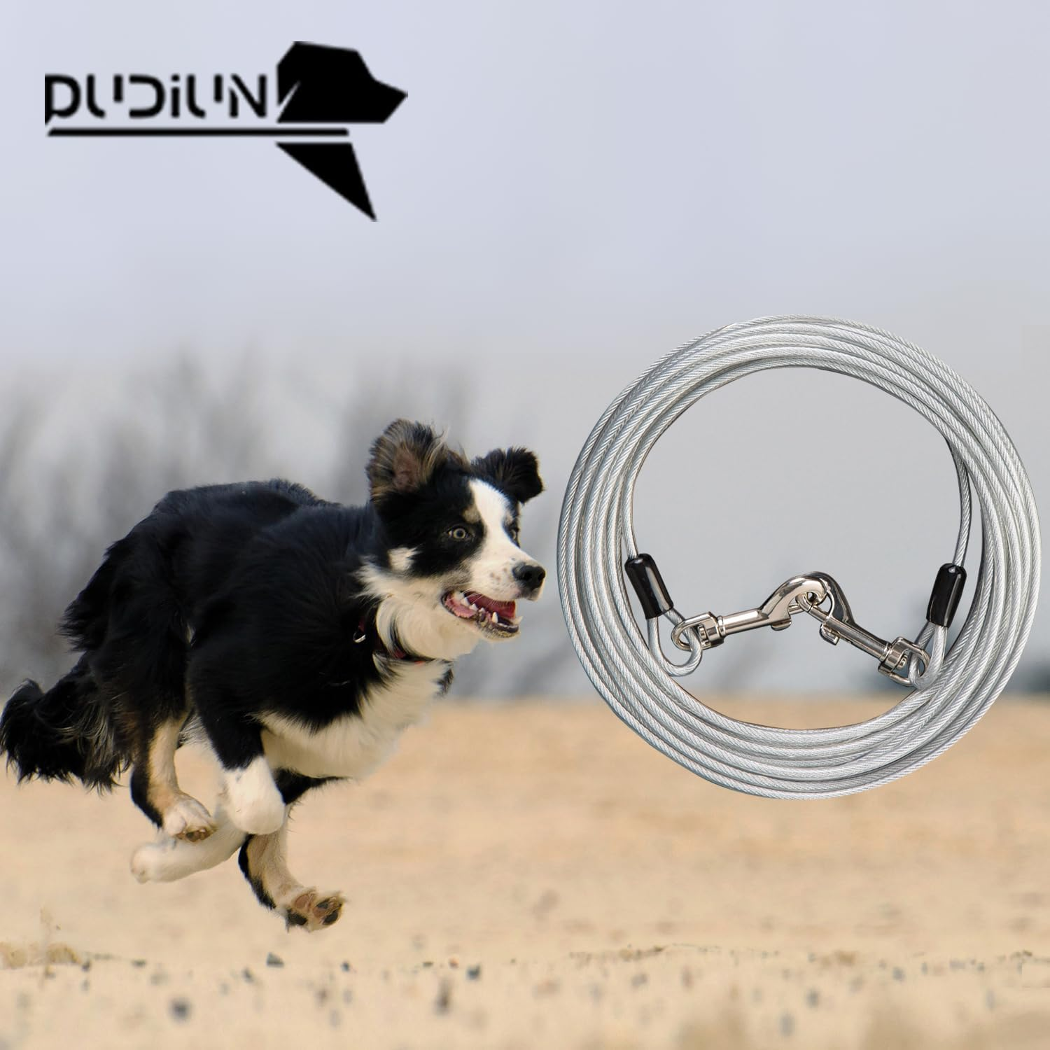 10Ft Tie Out Cable for Dogs up to 350LBS - Rust Proof Training Cable for Yard and Camping image number 1