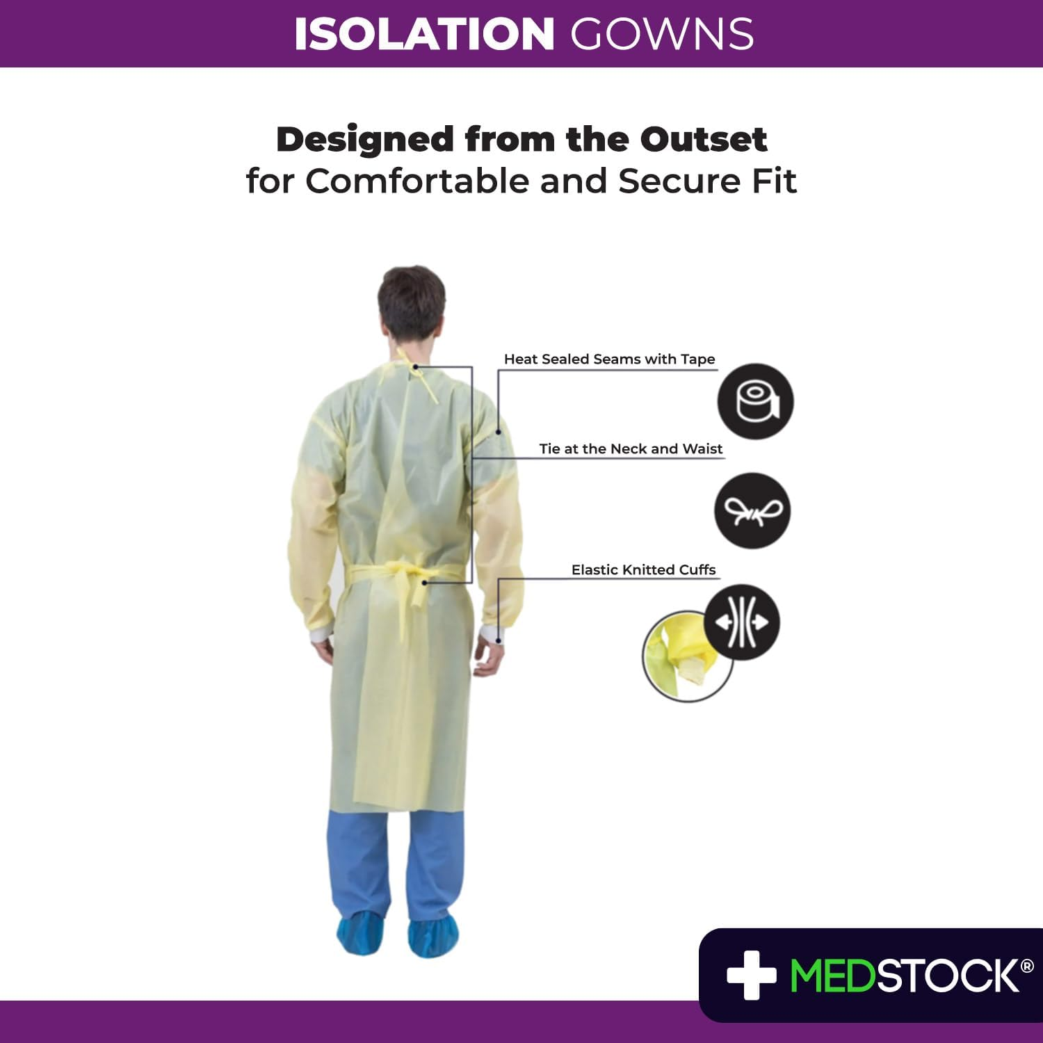 MEDSTOCK AAMI Level 4 Isolation Gown - Ppsb-Coated, Breathable Protection for Surgery, Waterproof, Suitable for Infection Control and Phlebotomy, Disposable, Universal Size, Non-Sterile, 10 Count image number 1