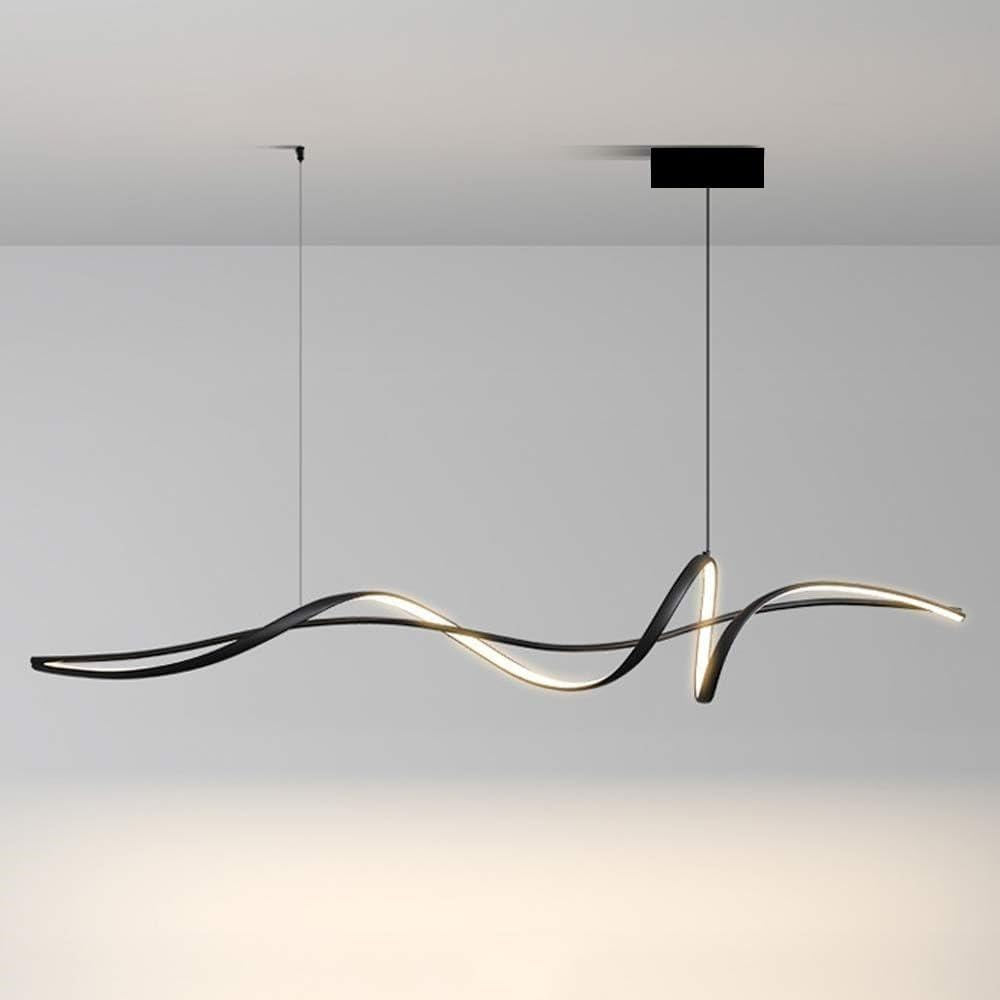 BAMDECOR A036 Modern LED Linear Pendant Lights with Dimmable LED and Adjustable Hanging Length 120Cm -Black image number 6